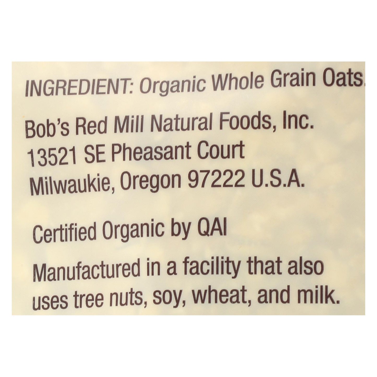 Bob's Red Mill - Oats - Organic Quick Cooking Rolled Oats - Whole Grain - Case of 4 - 32 oz.