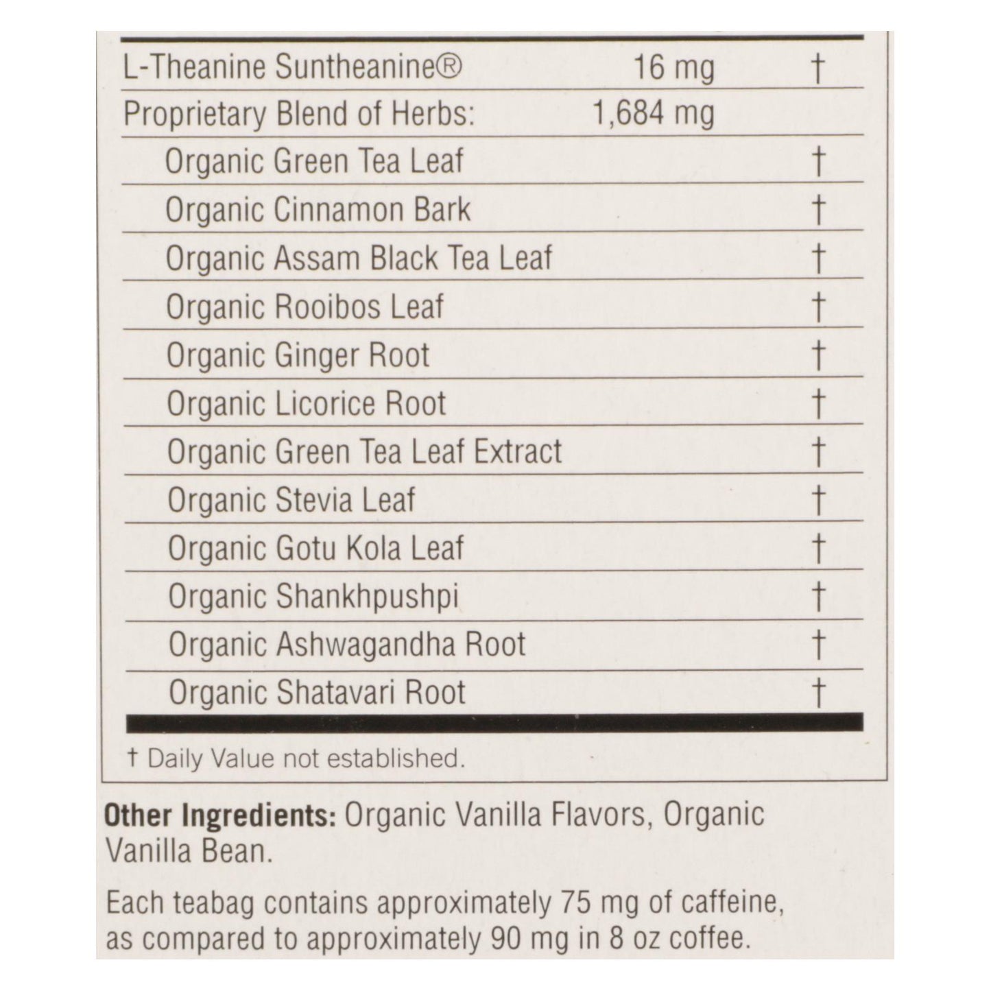 Yogi Perfect Energy Herbal Tea Vanilla Spice - 16 Tea Bags - Case of 6