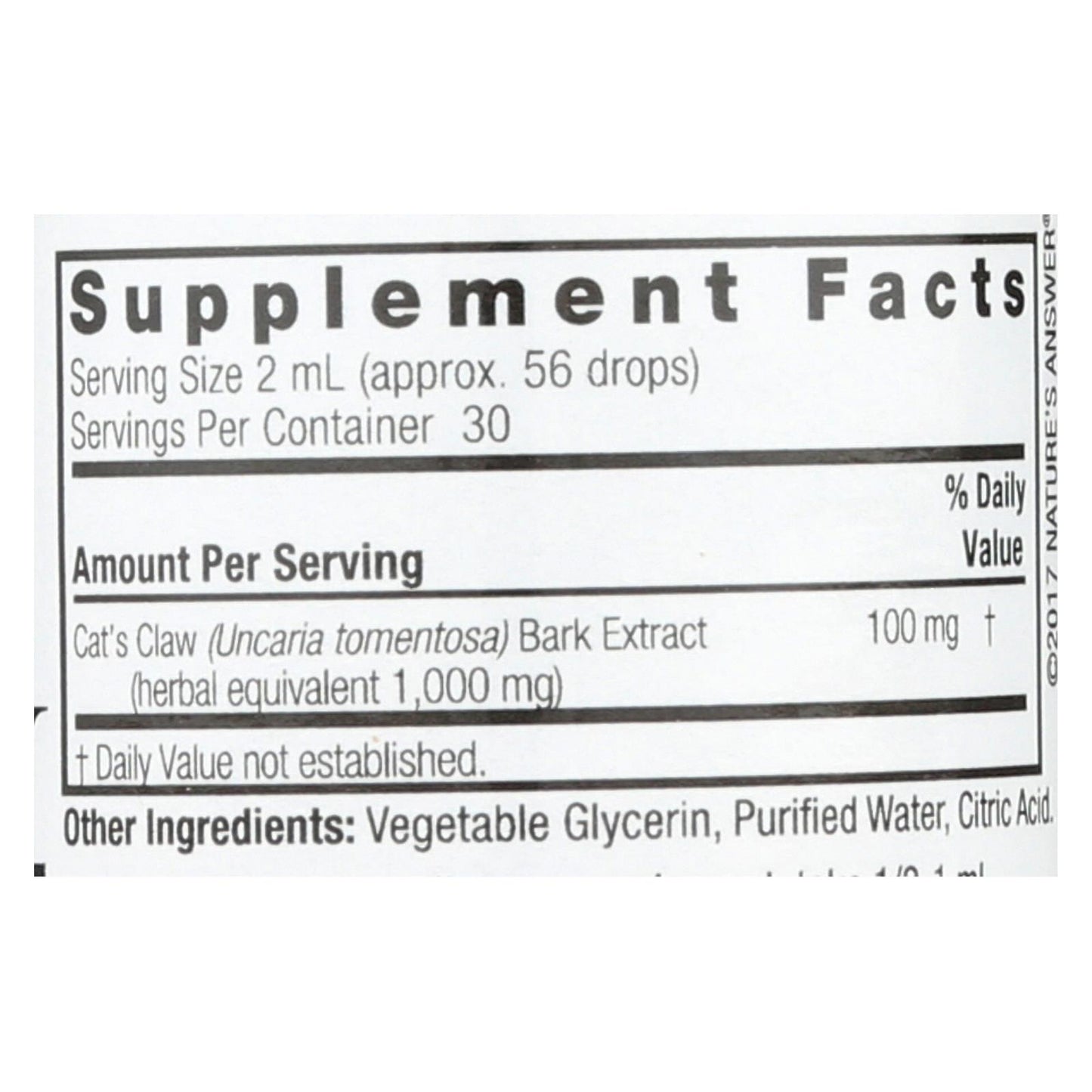 Nature's Answer - Cat's Claw Inner Bark Alcohol Free - 2 fl oz