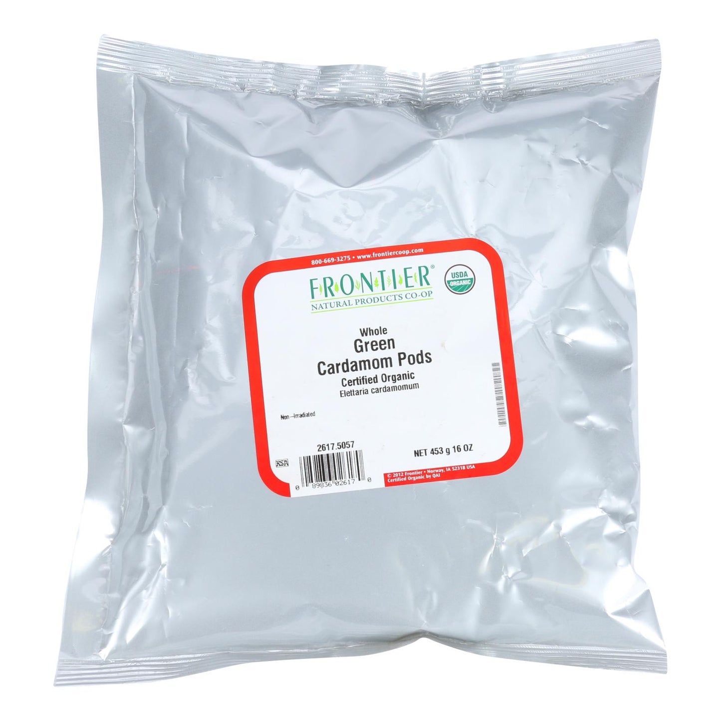 Frontier Herb Cardamom Pods Organic Whole Green - Single Bulk Item - 1LB