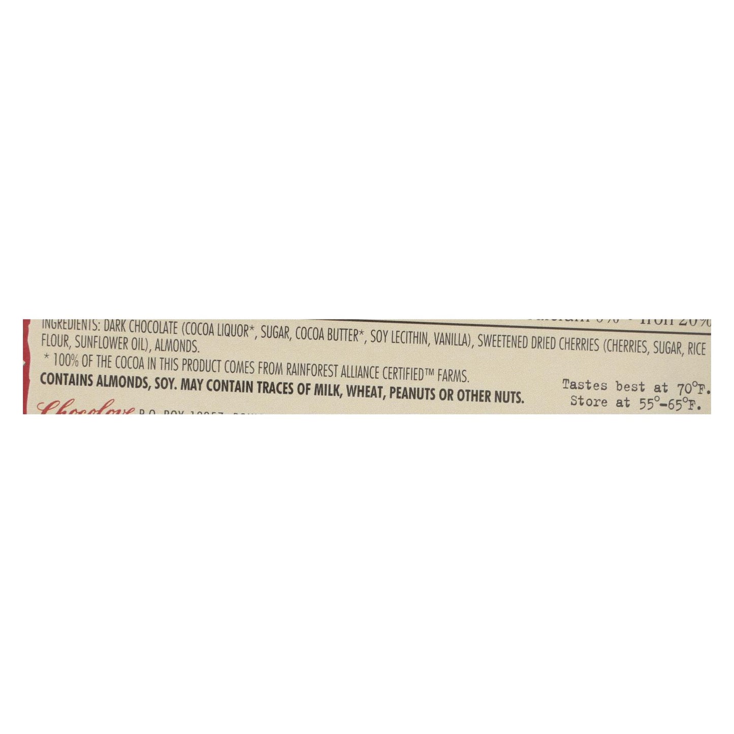 Chocolove Xoxox - Premium Chocolate Bar - Dark Chocolate - Cherries and Almonds - 3.2 oz Bars - Case of 12