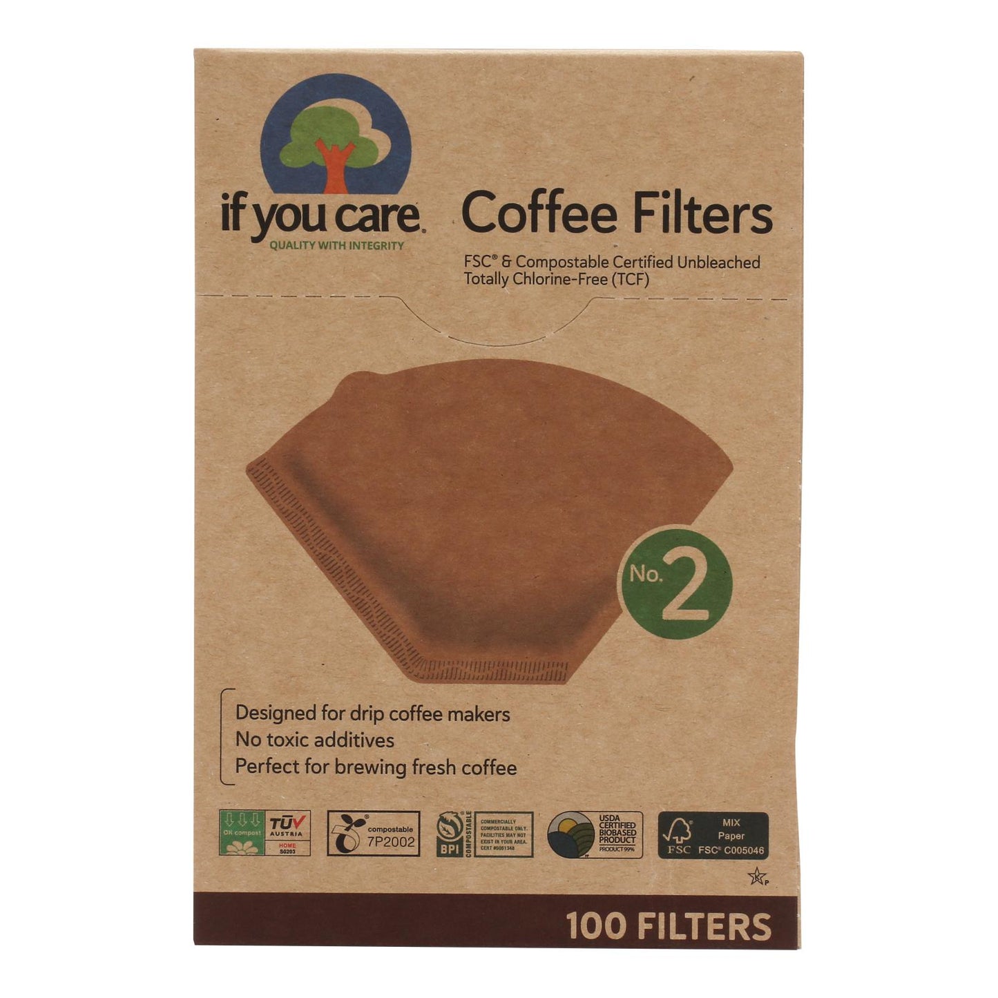 If You Care Coffee Filters lbs.2 Cone - Case of 12 - 100 Count