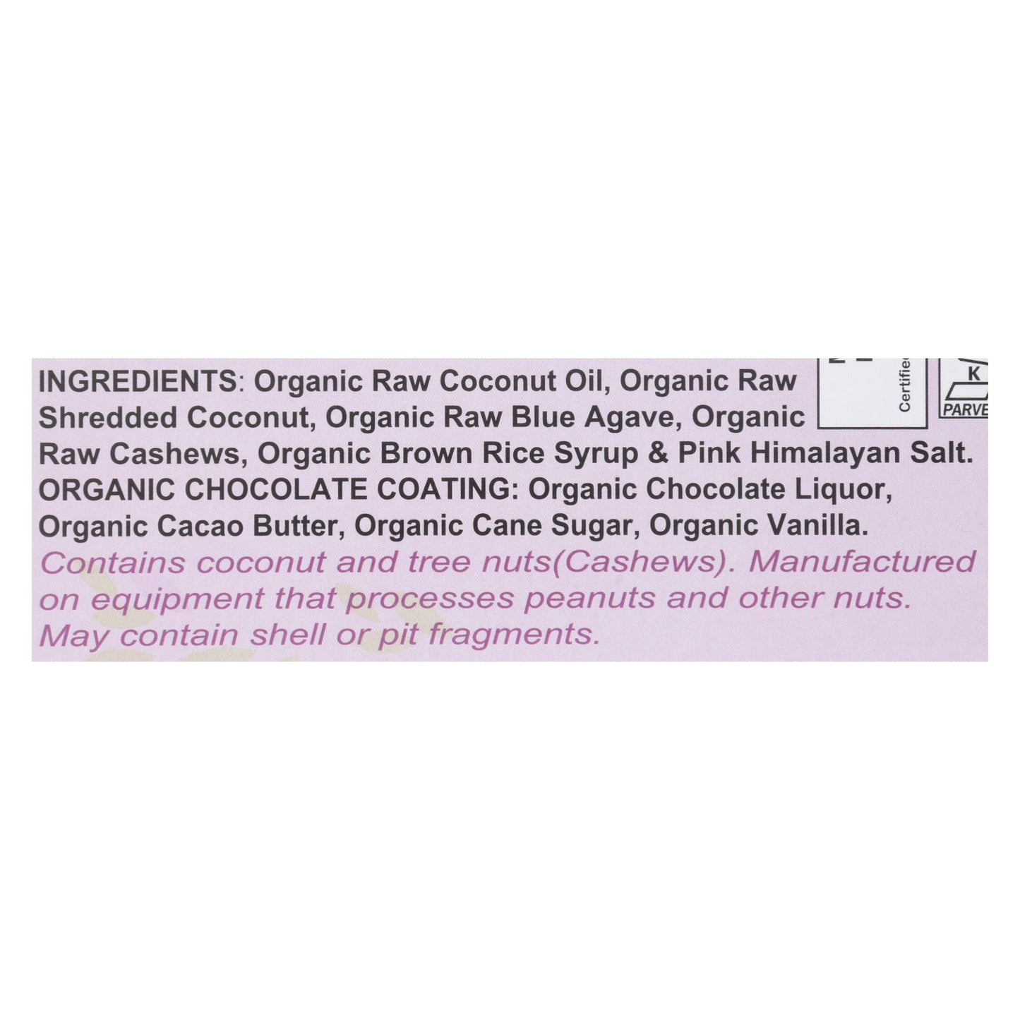 Nelly's Organics Coconut Candy Bar - Case of 9 - 1.6 OZ