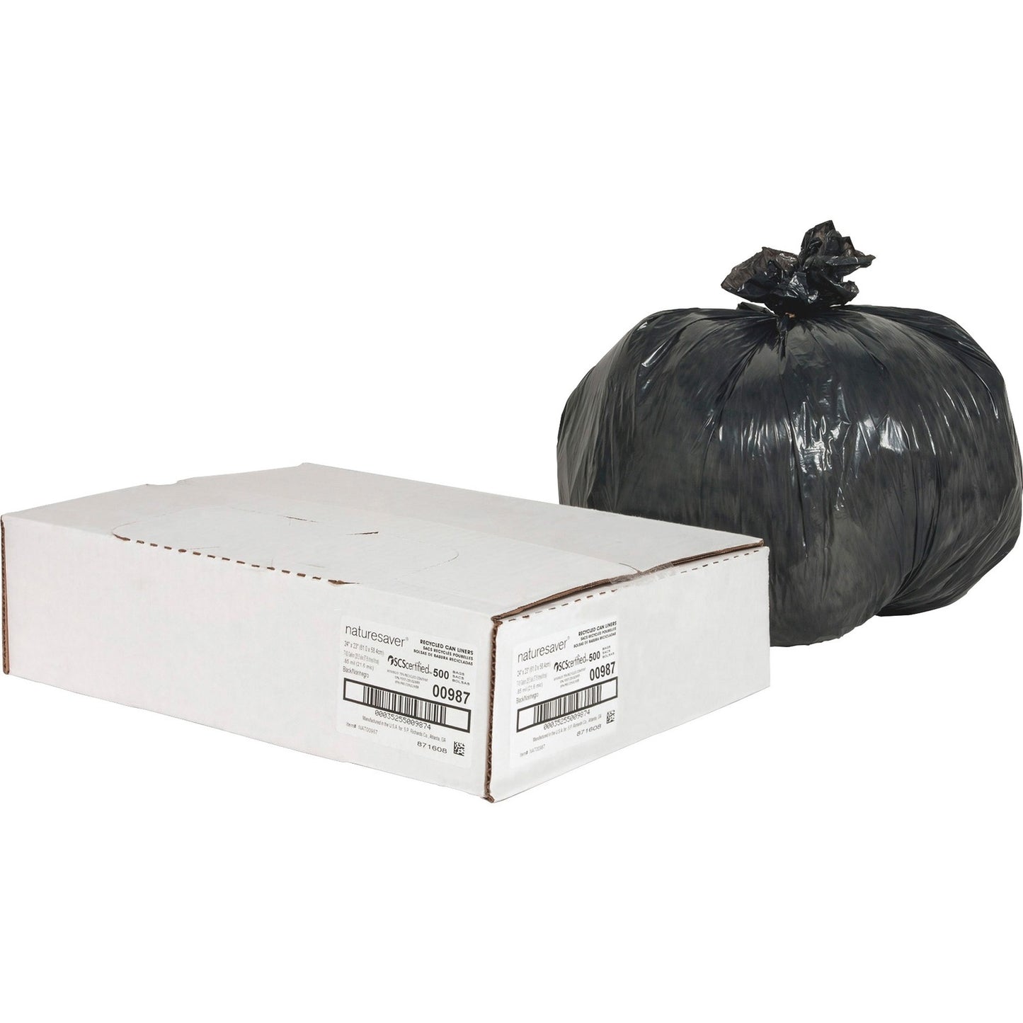 Nature Saver Black Low-density Recycled Can Liners (NAT00987)