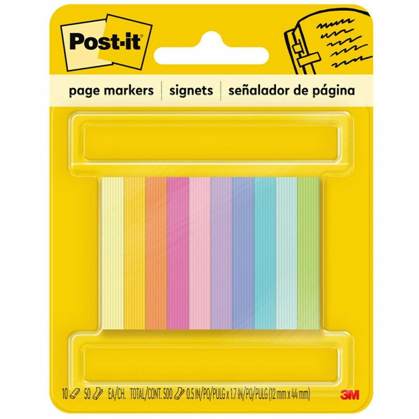 Post-it Page Markers - 1/2"W - Bright Colors (MMM67010AB)