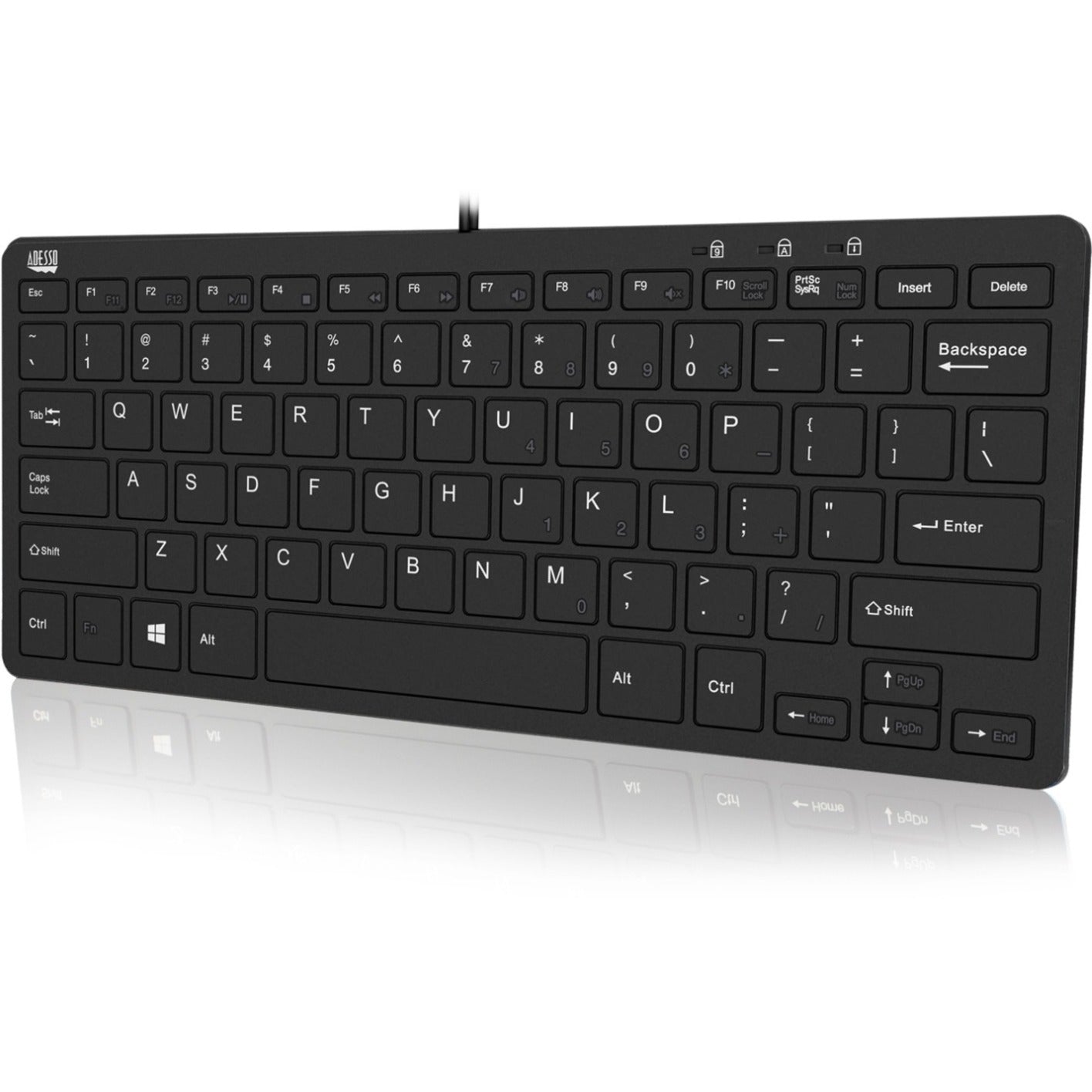 Adesso Slimtouch Mini Usb Keyboard W/ 2 Usb Hub (AKB510HB)