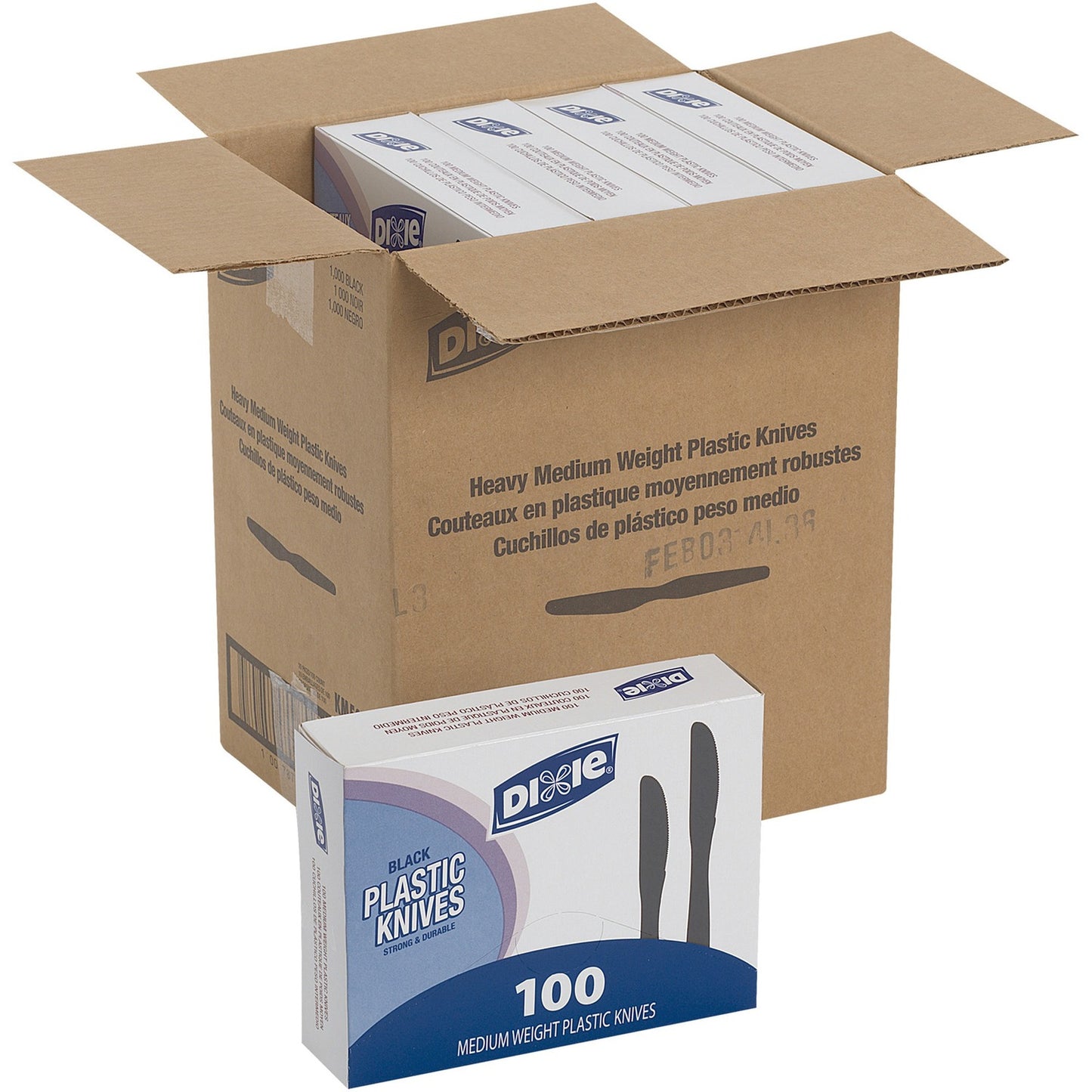 Dixie Medium-weight Disposable Knives Grab-N-Go by GP Pro (DXEKM507CT)