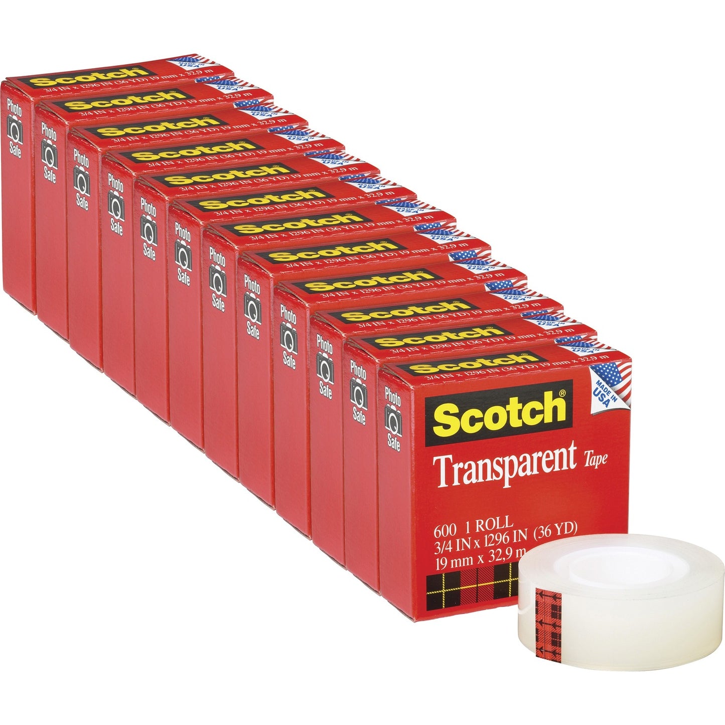 Scotch Transparent Tape - 3/4"W (MMM600341296PK)