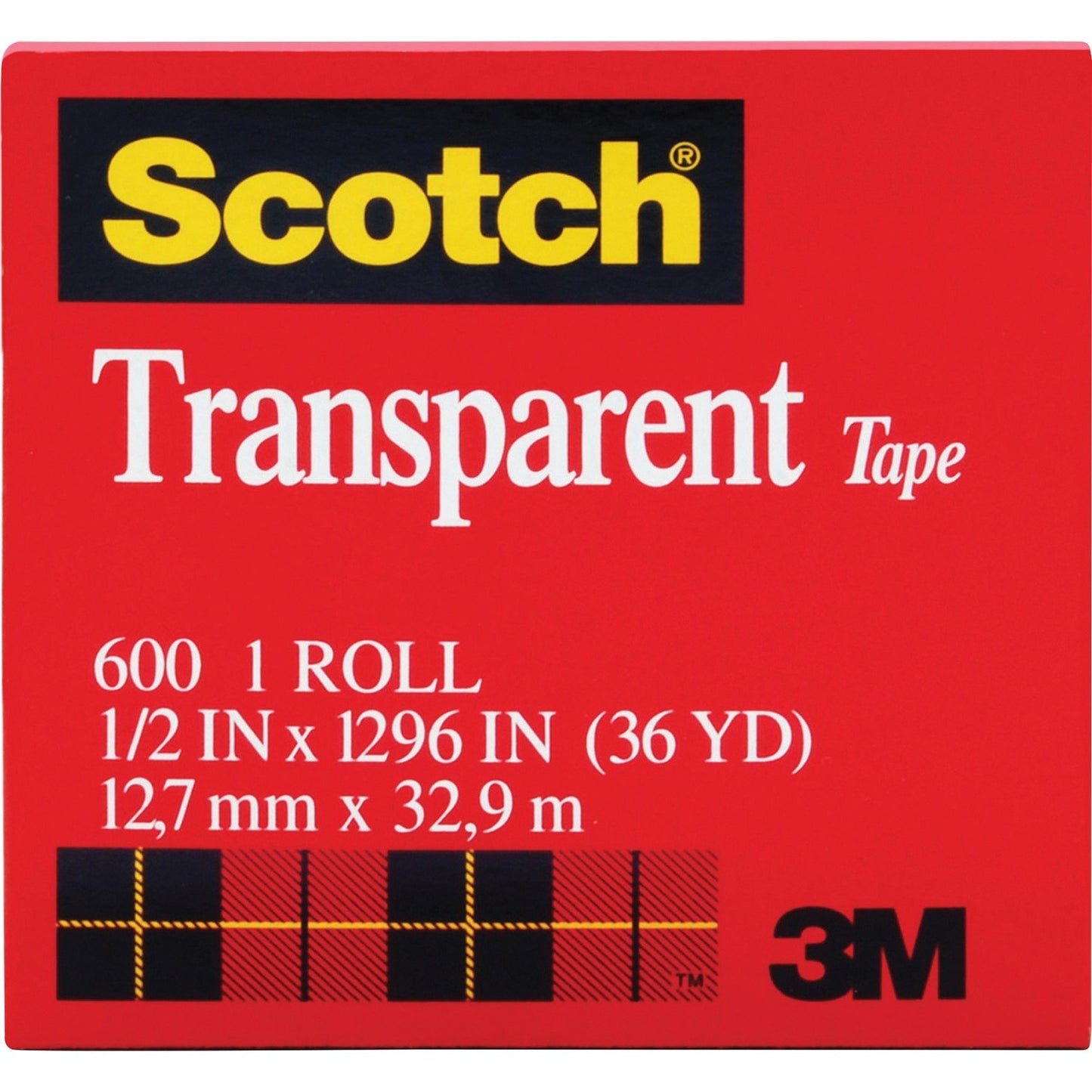 Scotch Transparent Tape - 1/2"W (MMM600121296PK)