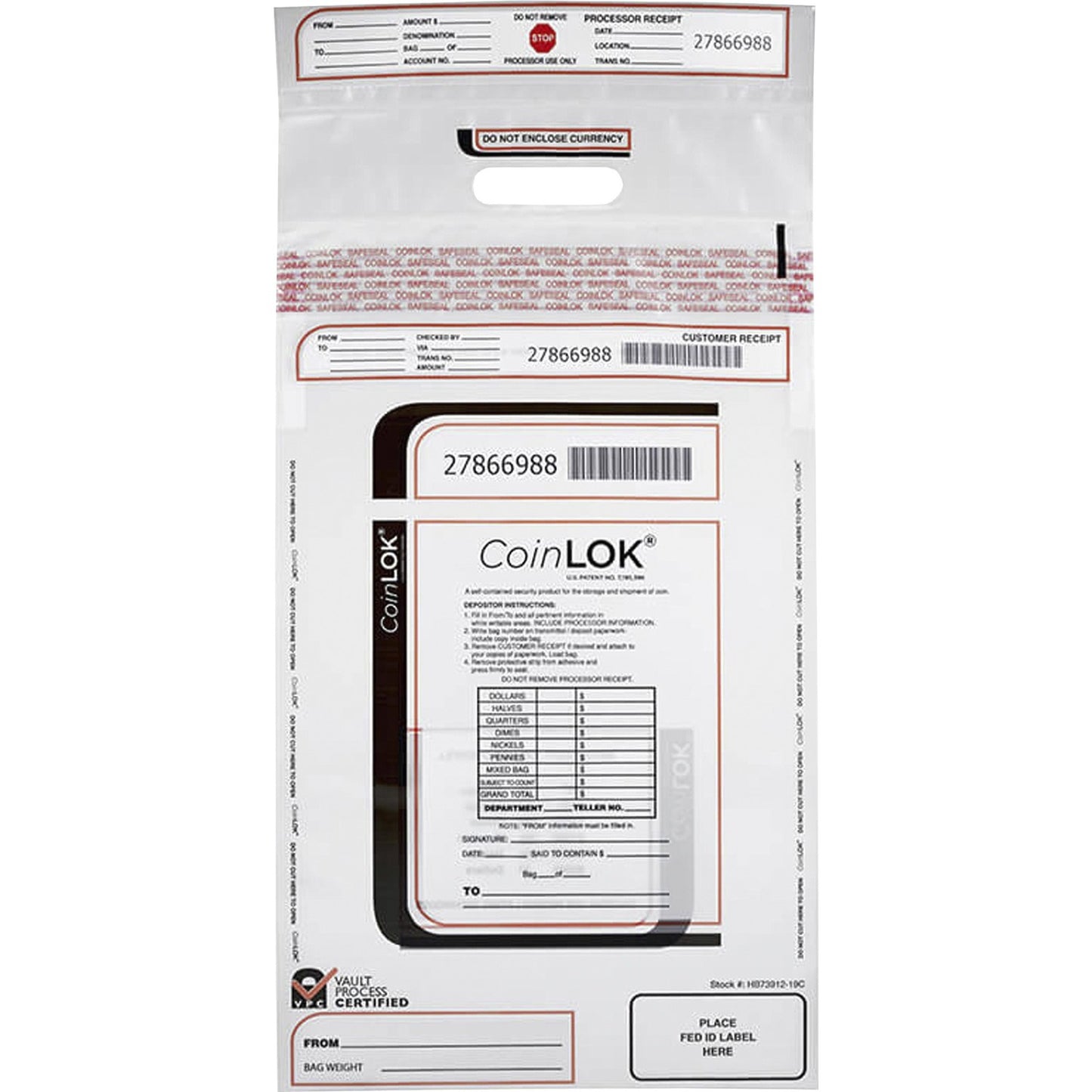CONTROLTEK CoinLOK Plastic Coin Bags (CNK585407)