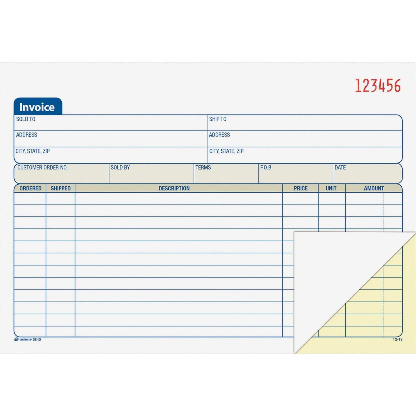 Adams Carbonless Invoice Book (ABFDC5840)
