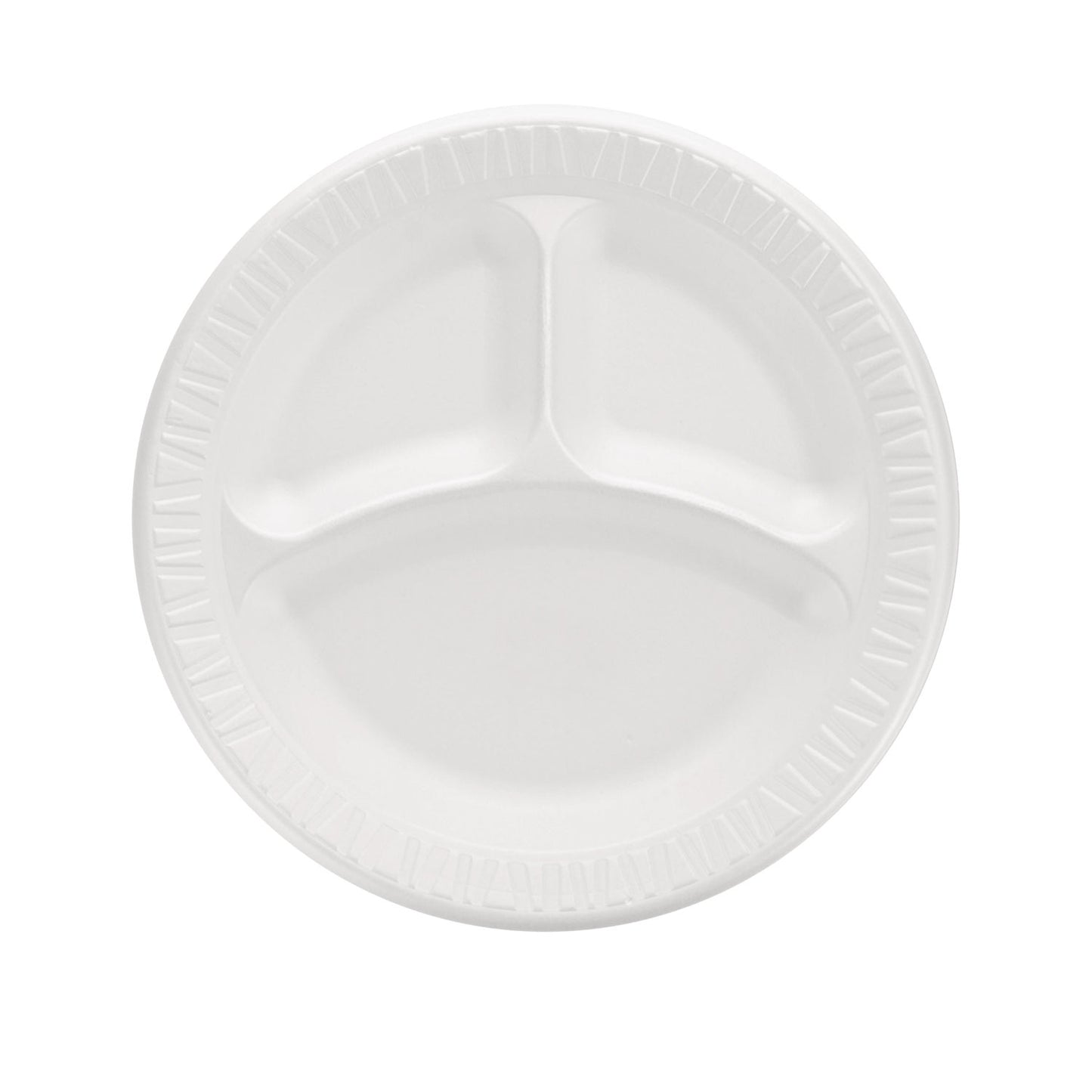 Dart Quiet Classic Laminated Foam Plates, 3-Compartment Plate, 9" dia, White, 125/Pack, 4 Packs/Carton (DCC9CPWQR)