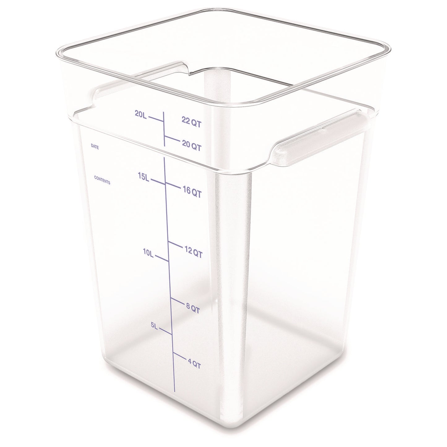 Carlisle Squares Polycarbonate Food Storage Container, 22 qt, 11 13 x 11.13 x 15.72, Clear, Plastic (CFS1195607)