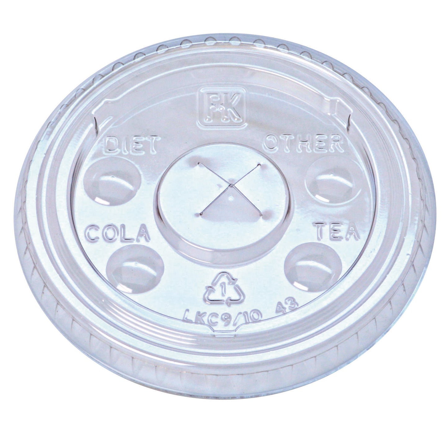Fabri-Kal Kal-Clear/Nexclear Drink Cup Lids, Flat Lid w/X-Style Straw Slot and Flavor Buttons, Fits 9-10 oz Cold Cups, Clear, 2,500/CT (FABLKC910)