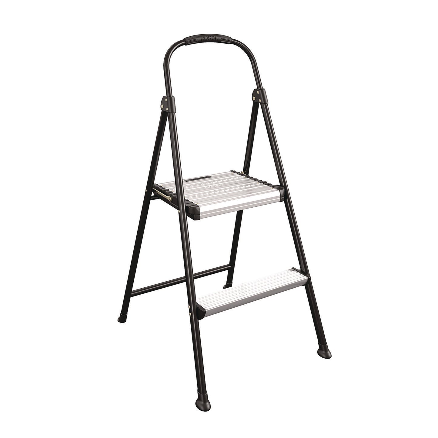 COSCO 2-Step Stepstool, 250 lb Capacity, 19" Working Height, 22.5" Spread, Black/Silver (11325ABK1E)