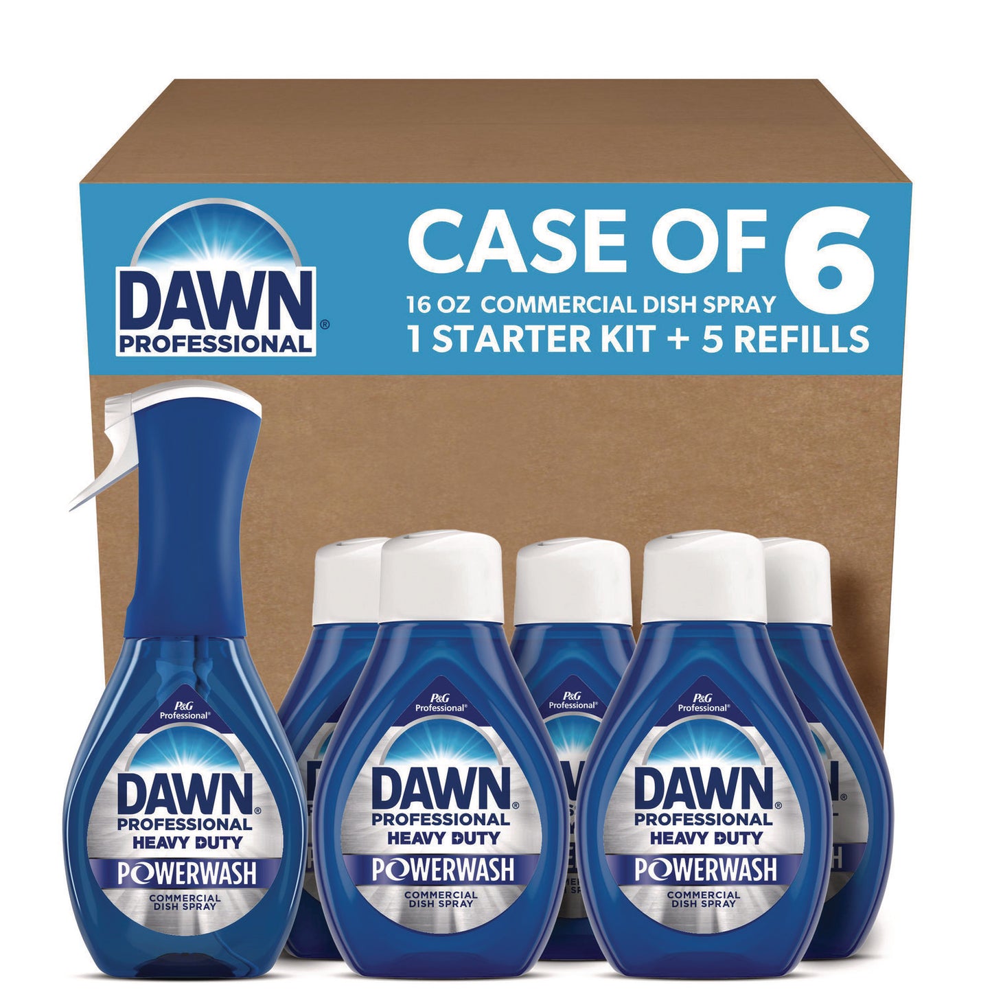 Dawn Professional Heavy Duty Powerwash Commercial Dish Spray, 16 oz, 6 Pack: 1 Starter Kit Plus 5 Refills (PGC15264)