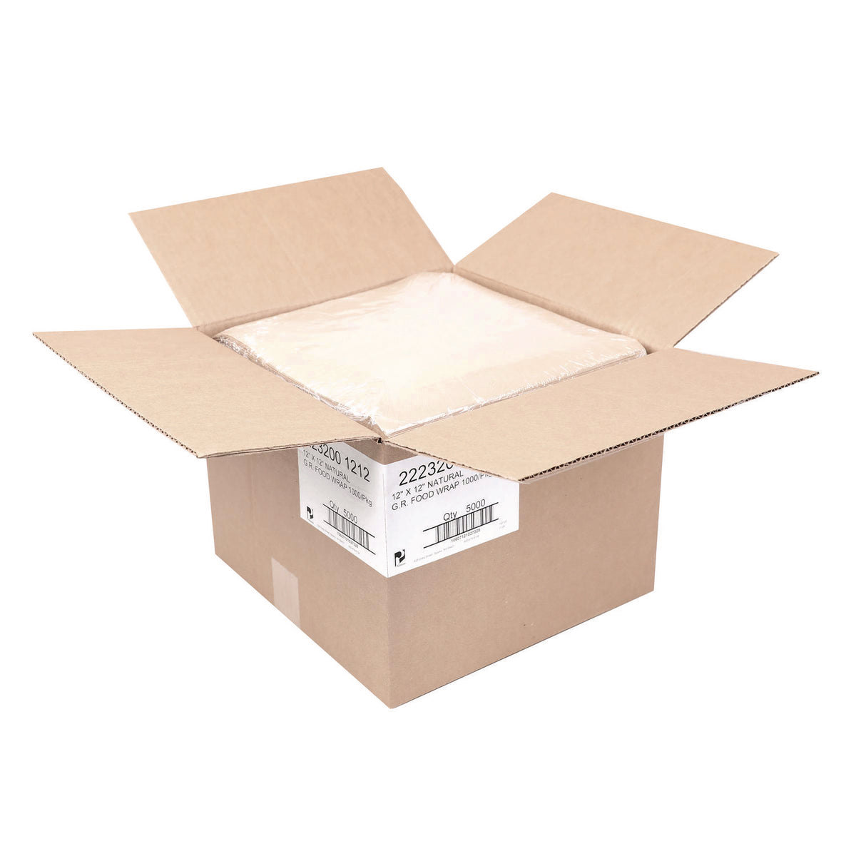 Paterson Grease-Resistant Food Wrap, 12" x 12", Natural, 5,000/Carton (PDHWG01009)