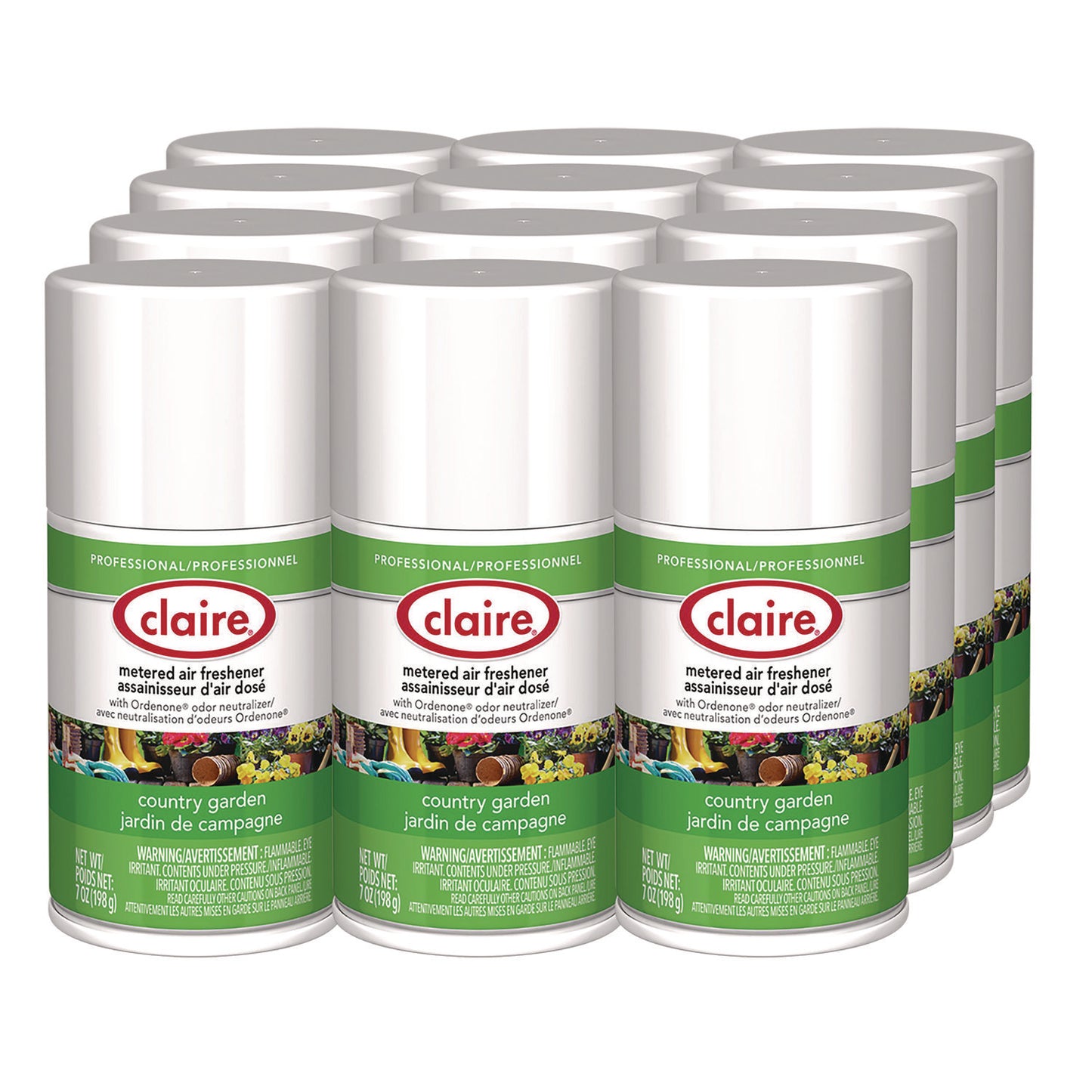 Claire Metered Air Freshener, Country Garden, 11 oz Aerosol Spray, 12/Carton (CGC118)