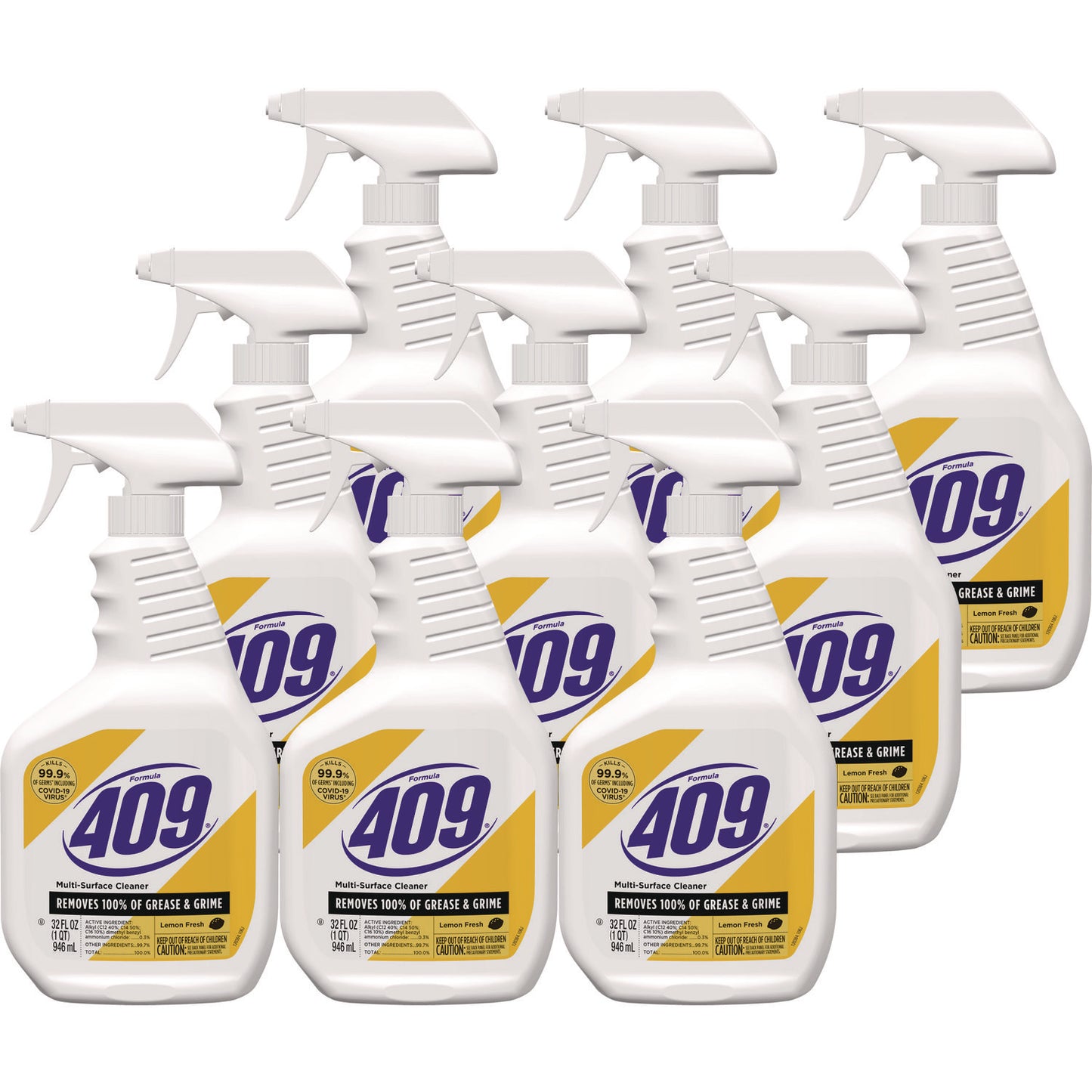 Formula 409 Multi-Surface Cleaner, Lemon, 32 oz Spray Bottle, 9/Carton (CLO30954)