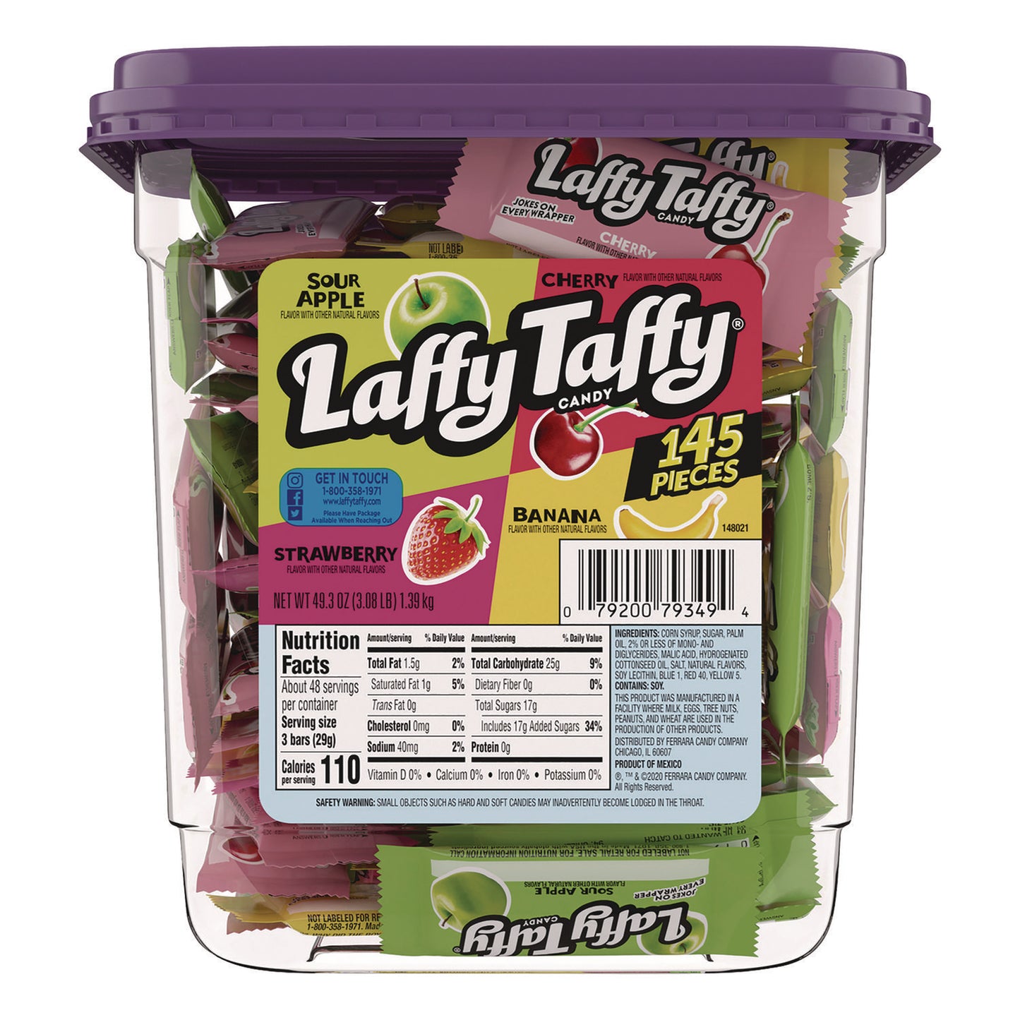 Nestl Laffy Taffy Assorted Pack, 49.3 oz Tub (FER42356)