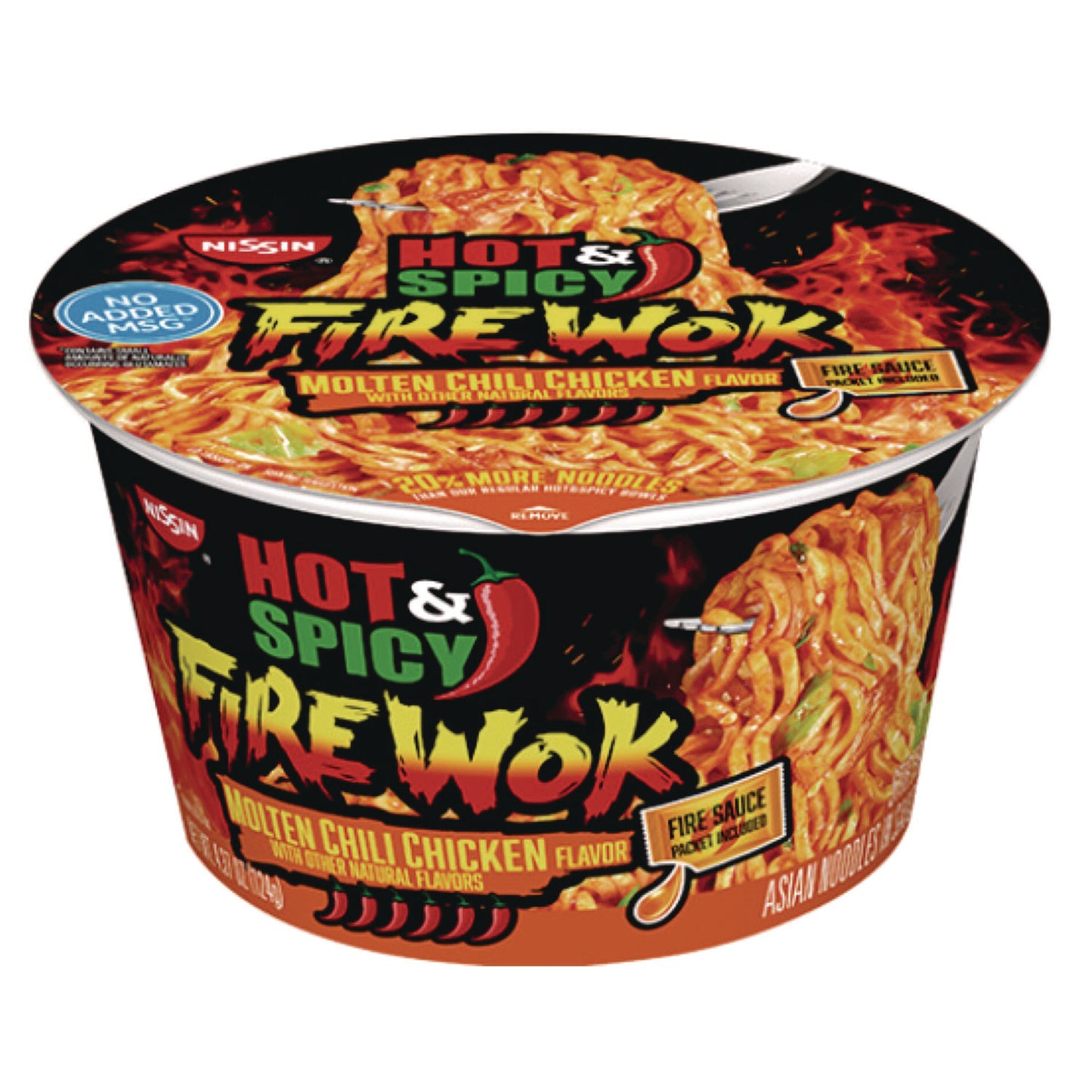 Nissin Hot and Spicy Fire Wok Molten Chili Chicken, 4.37 oz Bowl, 6/Carton (NSFNIS19503)