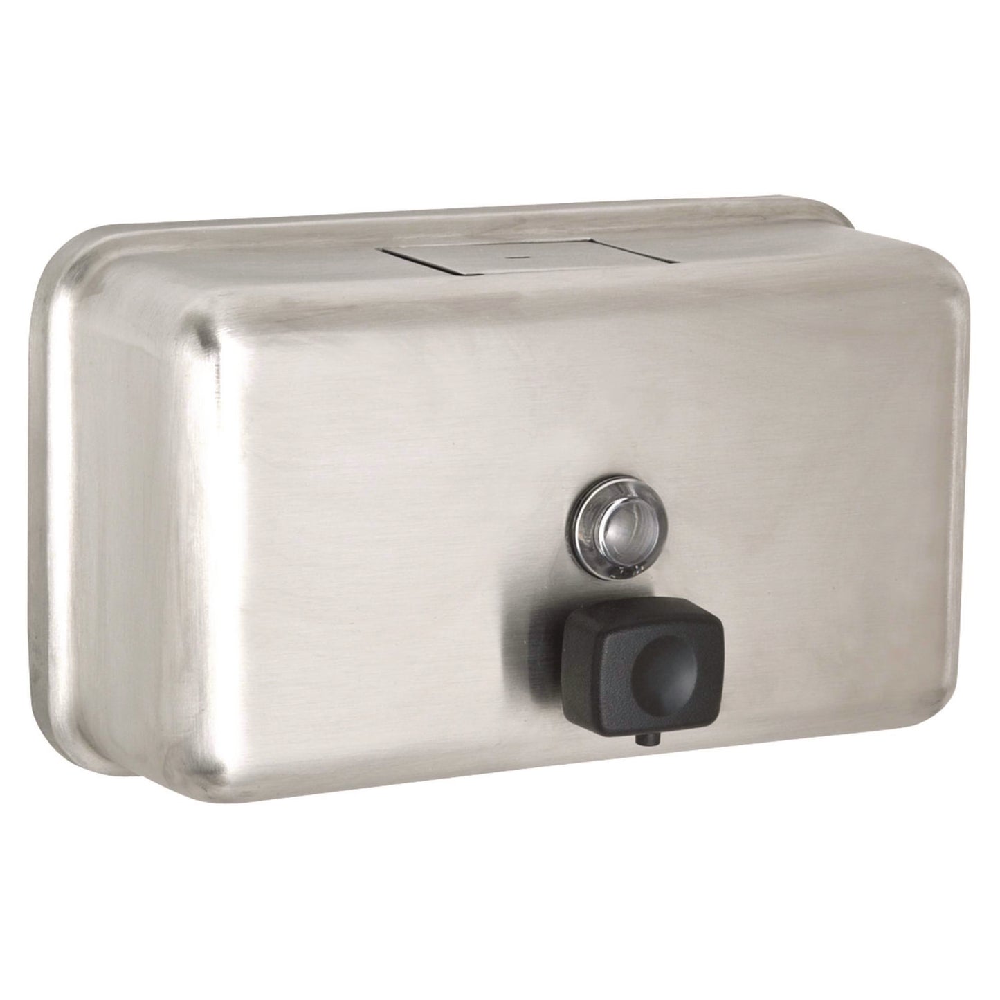 Alpine Horizontal Manual Surface-Mounted Stainless Steel Liquid Soap Dispenser, 40 oz, 2.8 x 8.1 x 4.8, Brushed Stainless Steel (ALHALP424SSB)