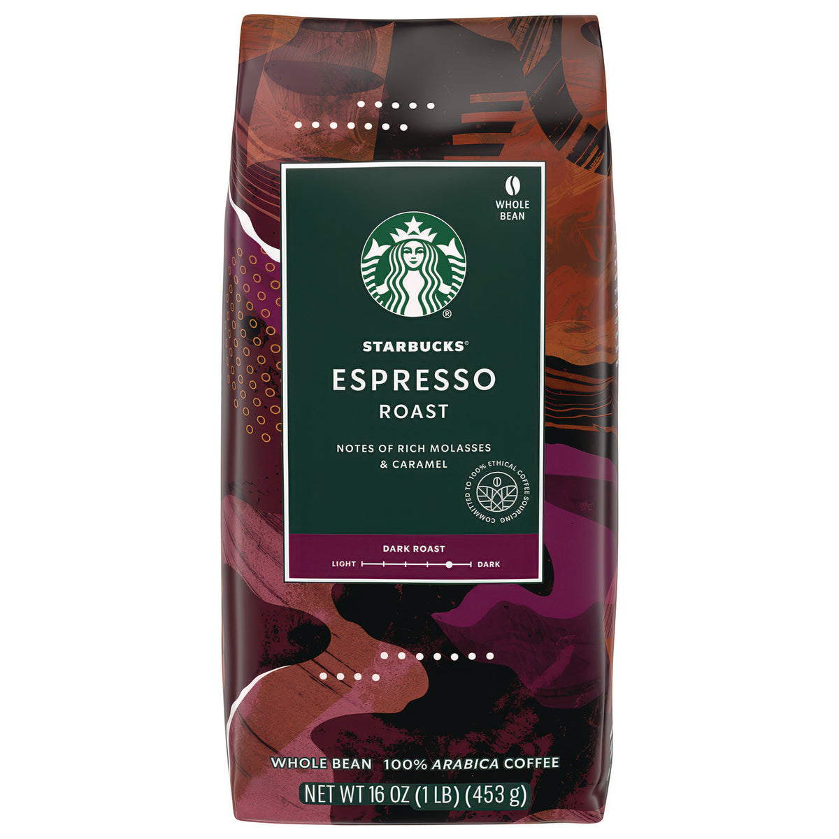 Starbucks Whole Bean Coffee, Dark Espresso Roast, 16 oz Bag (SBK11017855)
