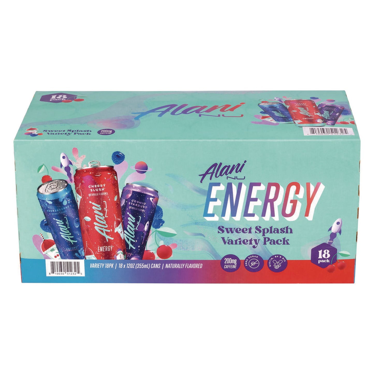 Alani Nu Energy Sweet Splash Variety Pack, Assorted Flavors, 12 oz Can, 18/Carton (GRR22002374)