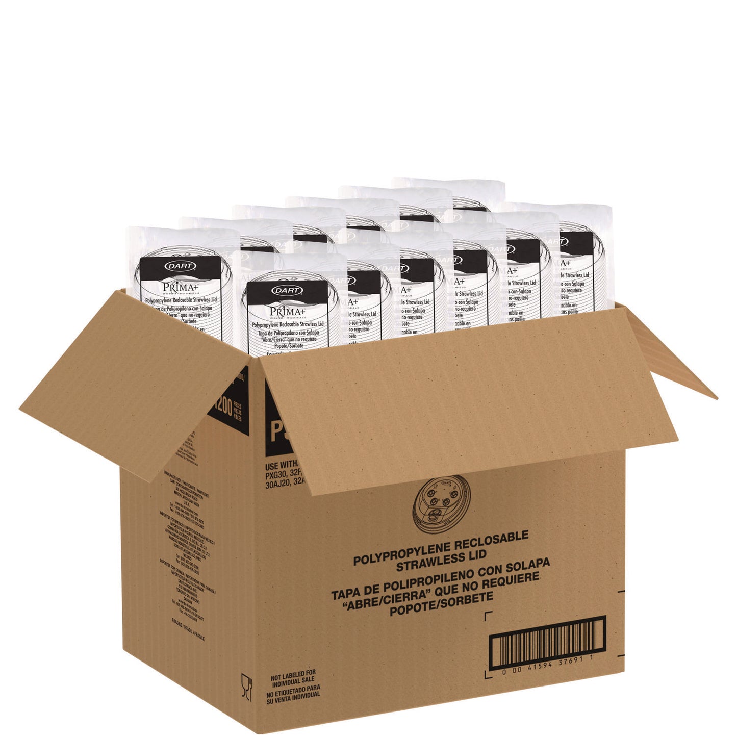 Dart Prima Strawless Plastic Lids, Fits 30 oz to 32 oz Cold Cups, Clear, 100 Lids/Sleeve, 12 Sleeves/Carton (DCCP3032RSL)