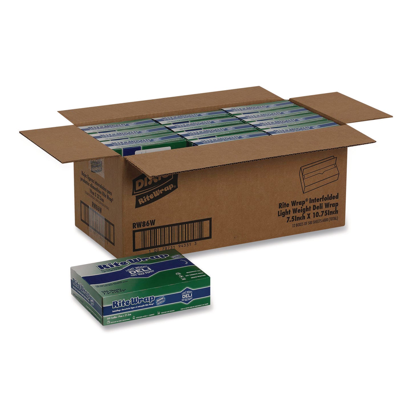 Dixie Dispens-A-Wax Waxed Deli Patty Paper, 10.75 x 7.5, 500/Box, 12 Boxes/Carton (RW86W)