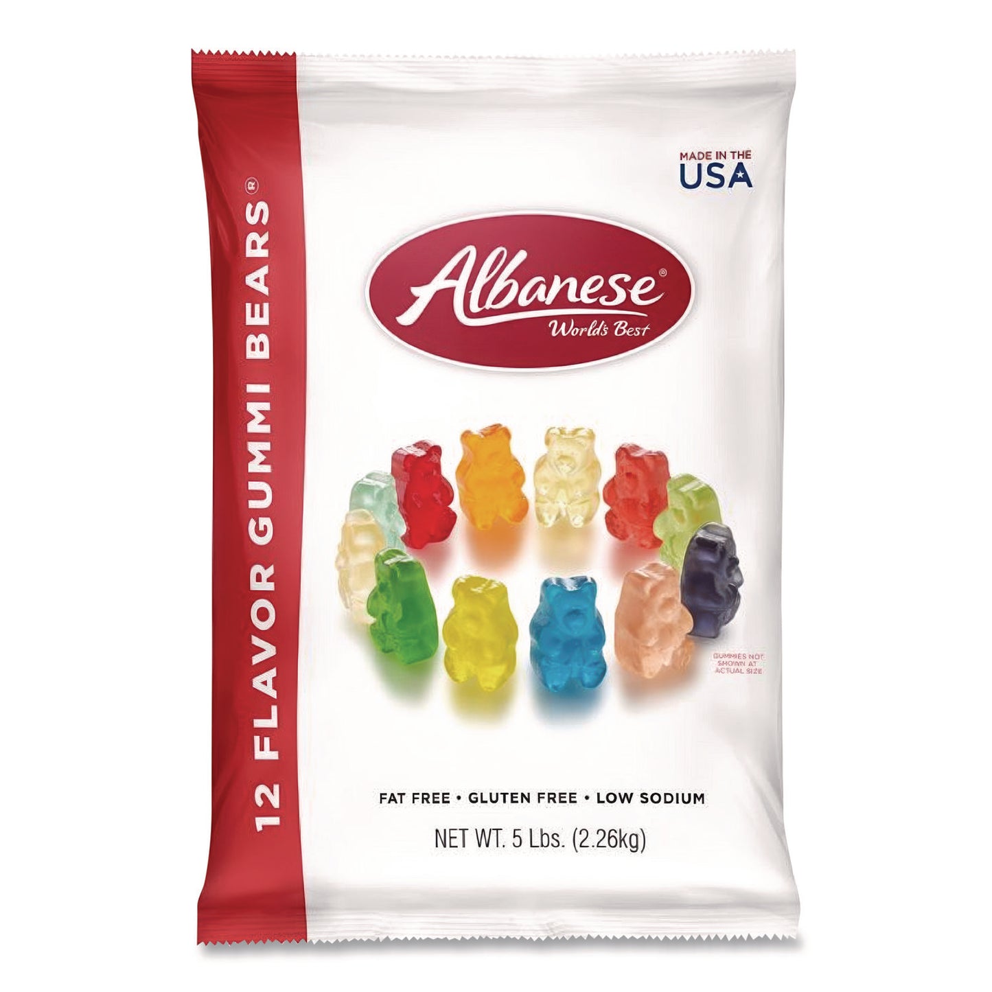 Albanese Worlds Best Gummi Bears, 12 Assorted Fruit Flavors, 5 lb Bag (ACG51200)