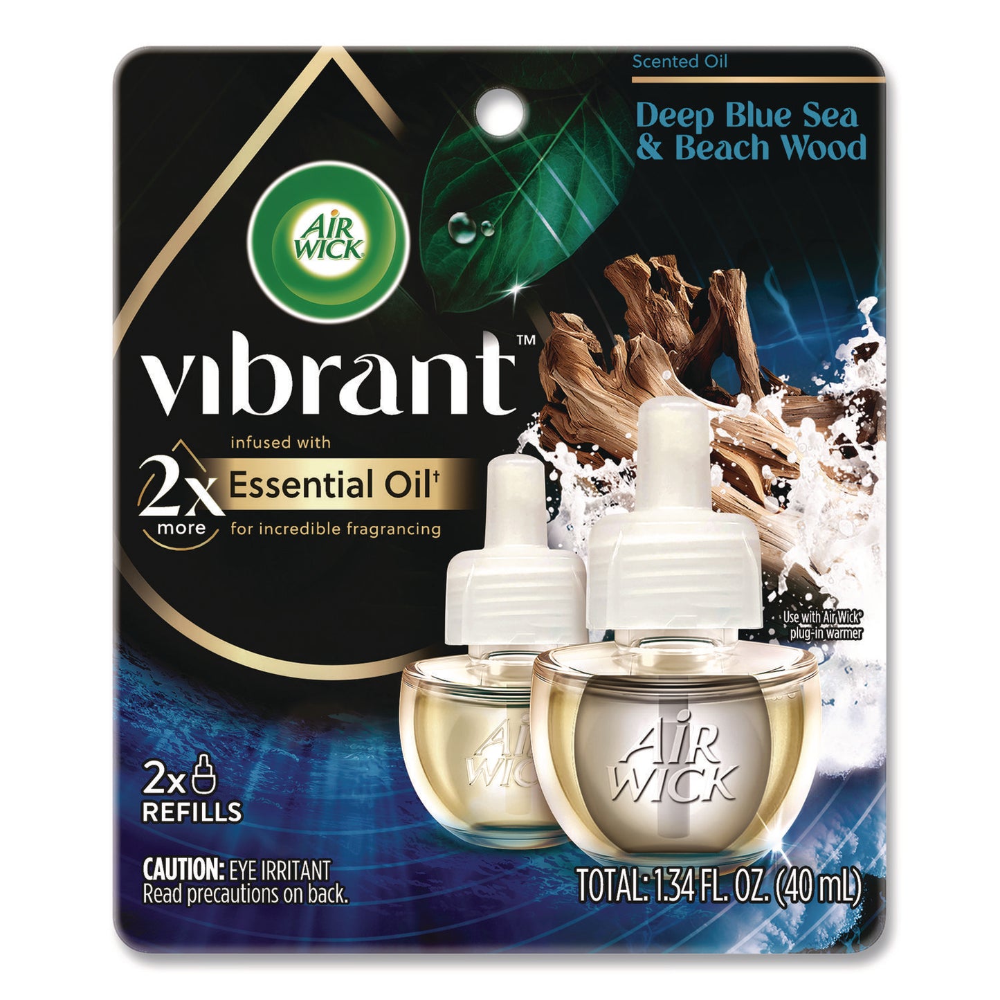 Air Wick Scented Oil Refill, Deep Blue Sea and Beach Wood, 0.67 oz, 2/Pack (6233800123)