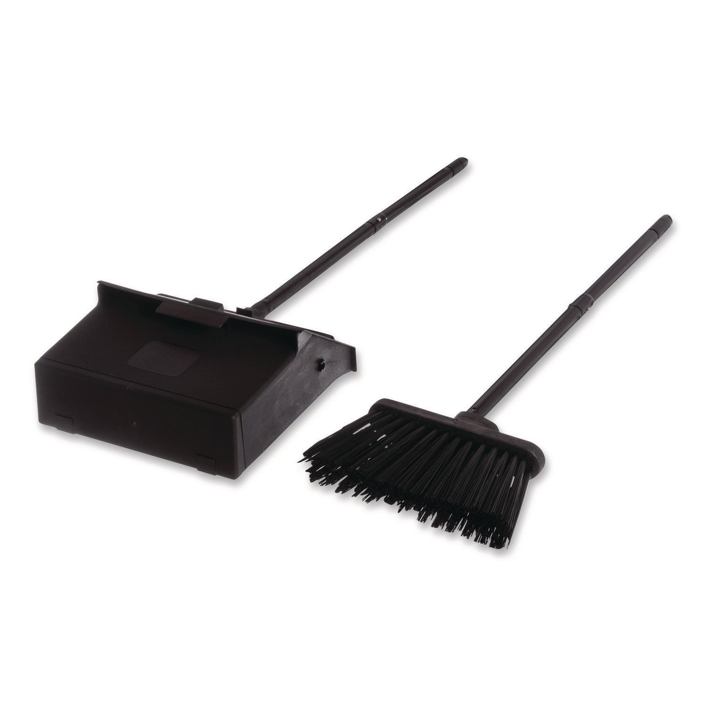 Carlisle Duo-Pan Upright Dust Pan and Broom, 11.8w x 36h, 24.5" Handle, Plastic, Black (36141503)