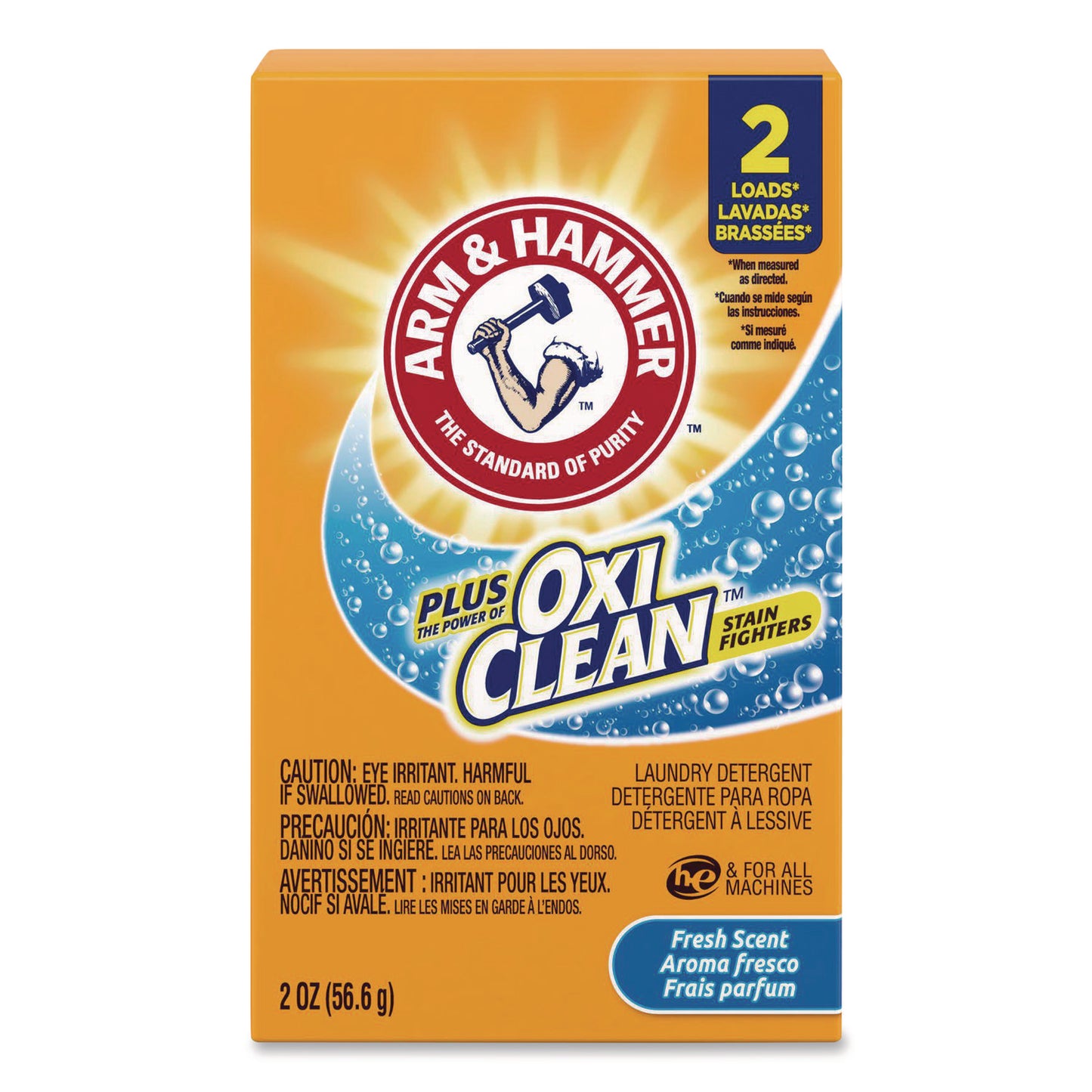 Arm & Hammer Plus the Power of OxiClean Powder Detergent, 2 oz Box, 156/Carton (5703760000)