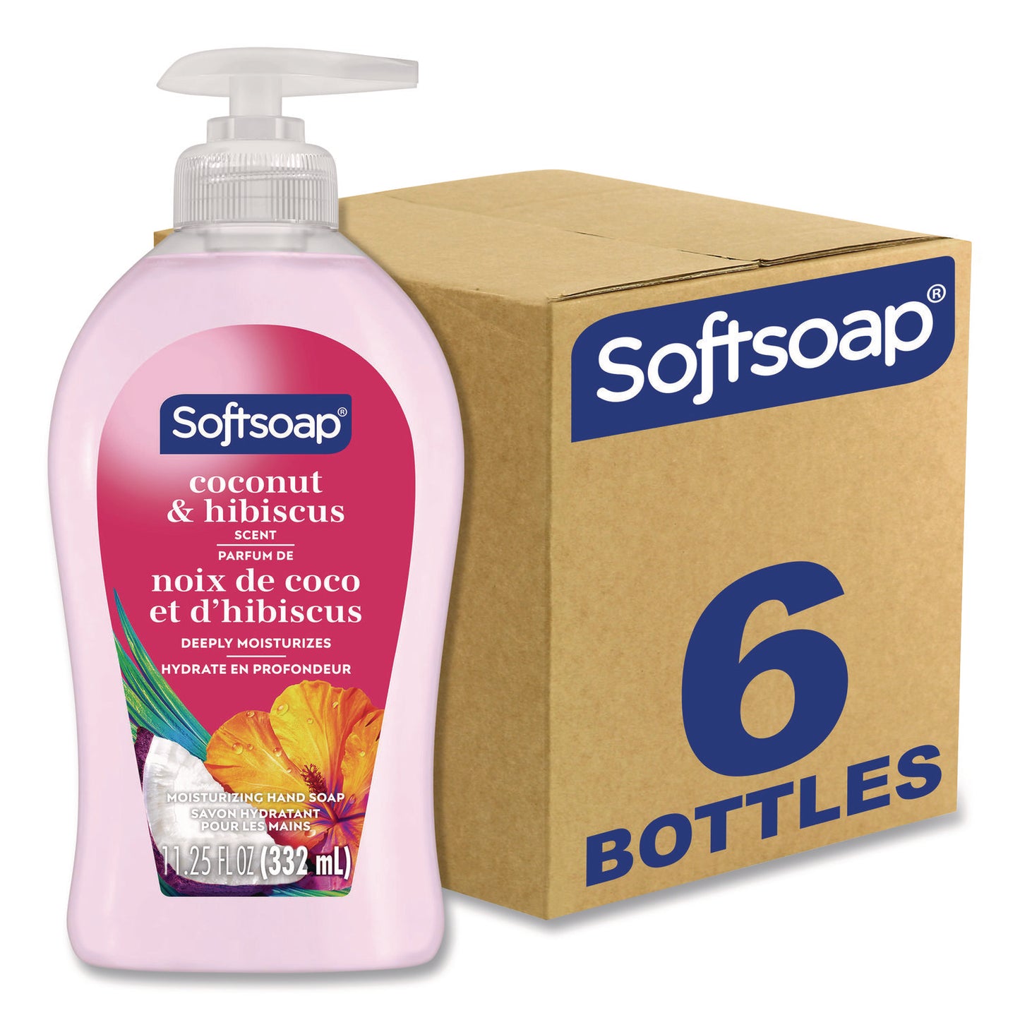 Softsoap Liquid Hand Soap Pumps, Coconut and Hibiscus Scent, 11.25 oz, 6/Carton (US07157ACT)