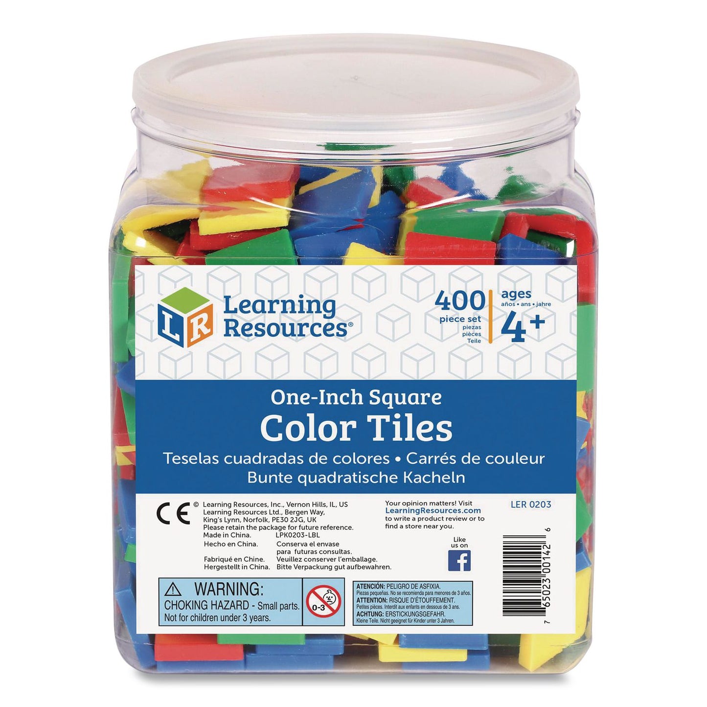 Learning Resources Square Color Tiles, Pre-K to K, 400 Pieces (LER0203)