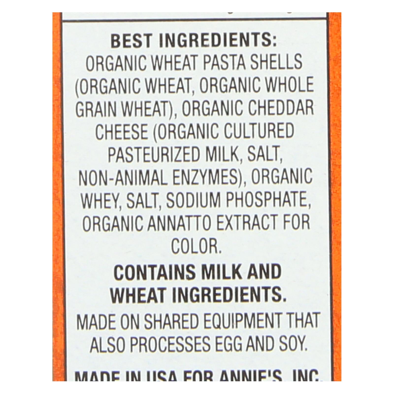 Annies Homegrown Macaroni And Cheese - Organic - Grass Fed - Shells And Real Aged Cheddar - 6 Oz - Case Of 12