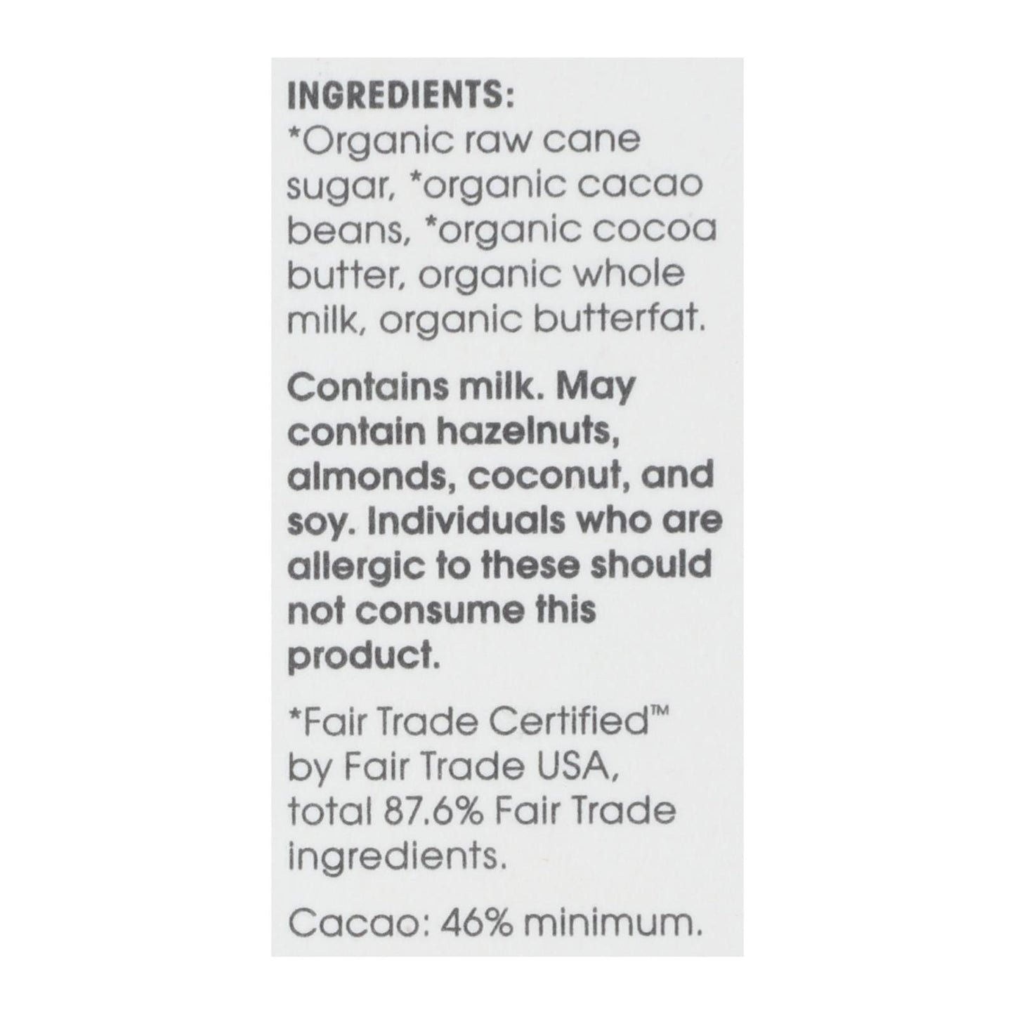 Alter Eco - Chocolate Bar Classic Milk Grs - Case Of 12-2.65 Oz