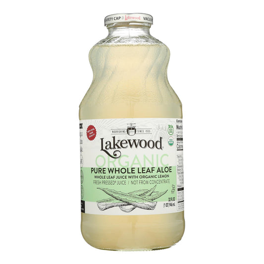 Lakewood Organic Aloe Juice - Whole Leaf - Fresh Pressed - With Lemon - 32 Oz