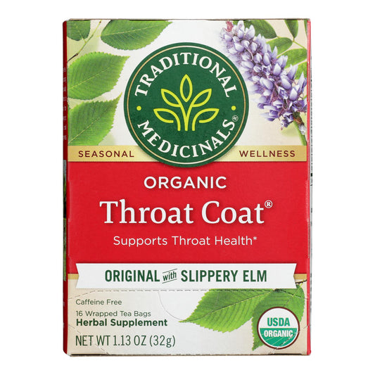 Traditional Medicinals Organic Throat Coat Herbal Tea - Caffeine Free - 16 Bags