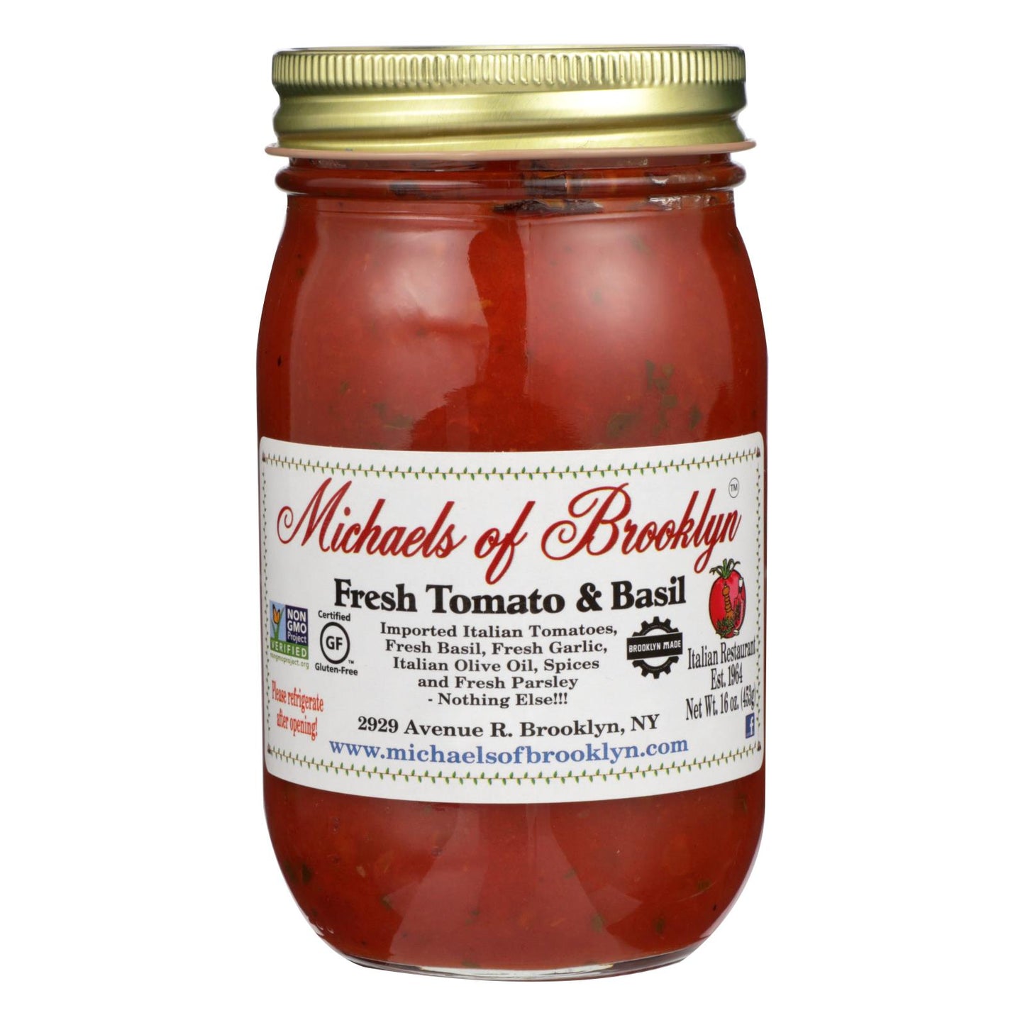 Michael's Of Brooklyn - Sauce Tomato Basil - Case Of 6 - 16 Oz