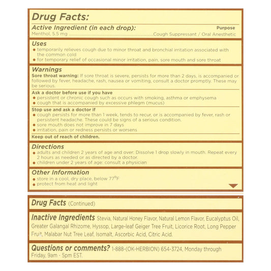 Herbion Naturals Honey Lemon Cough Drops - 1 Each - 18 Ct