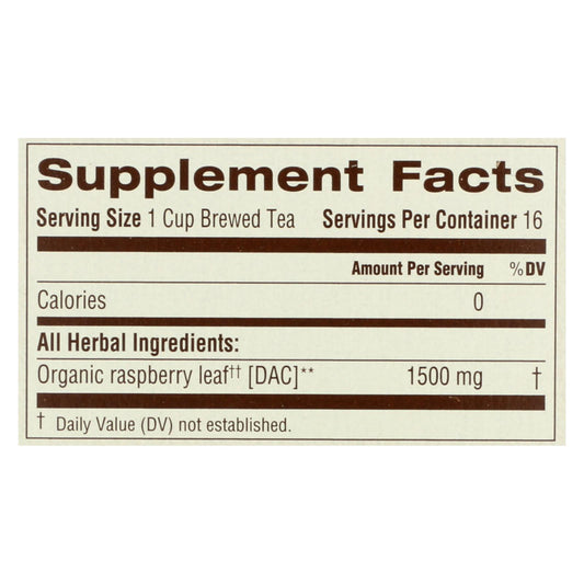 Traditional Medicinals Organic Raspberry Leaf Herbal Tea - Caffeine Free - 16 Bags