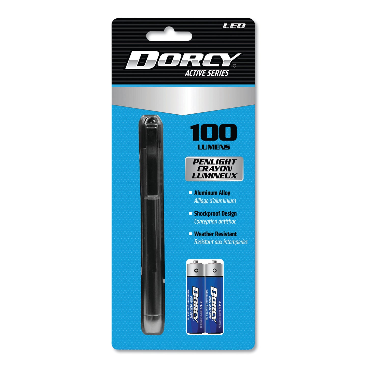 DORCY 100 Lumen LED Penlight, 2 AAA Batteries (Included), Silver (DCY411218)