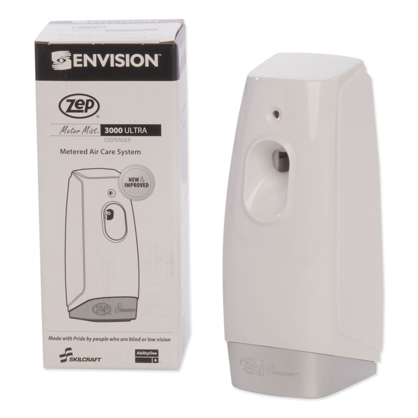 AbilityOne 4510014264187, SKILCRAFT Zep Meter Mist 3000 Odor Control Dispenser, 3.25"x 3.63" x 10.5", White