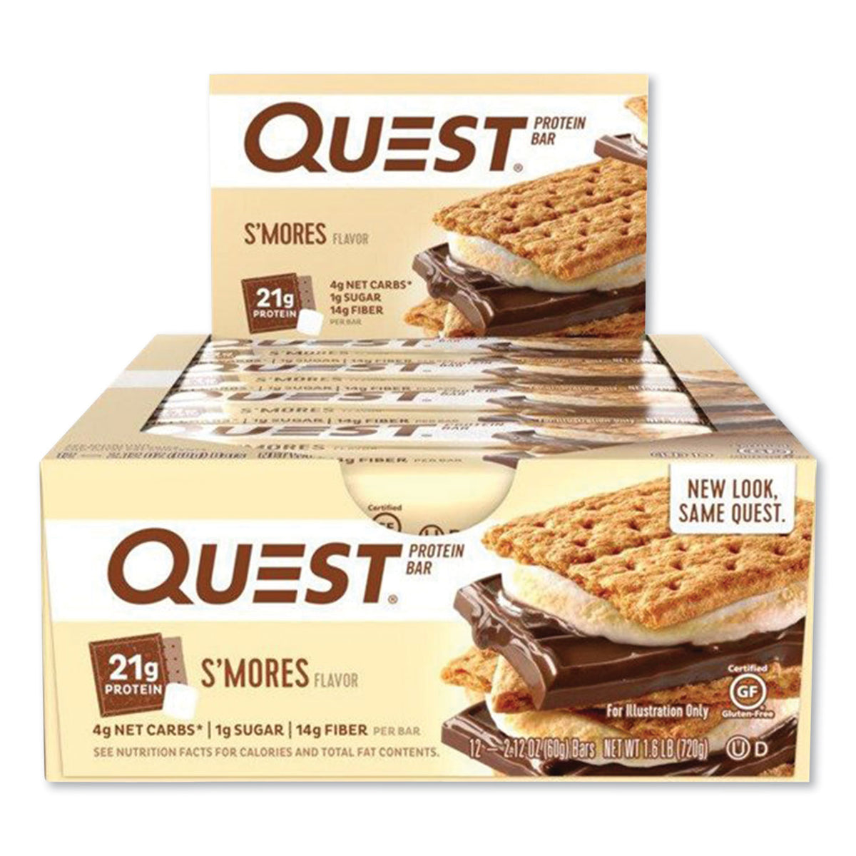 Quest Protein Bars, S'mores, 2.12 oz Bar, 12 Bars/Box (QCC00123)