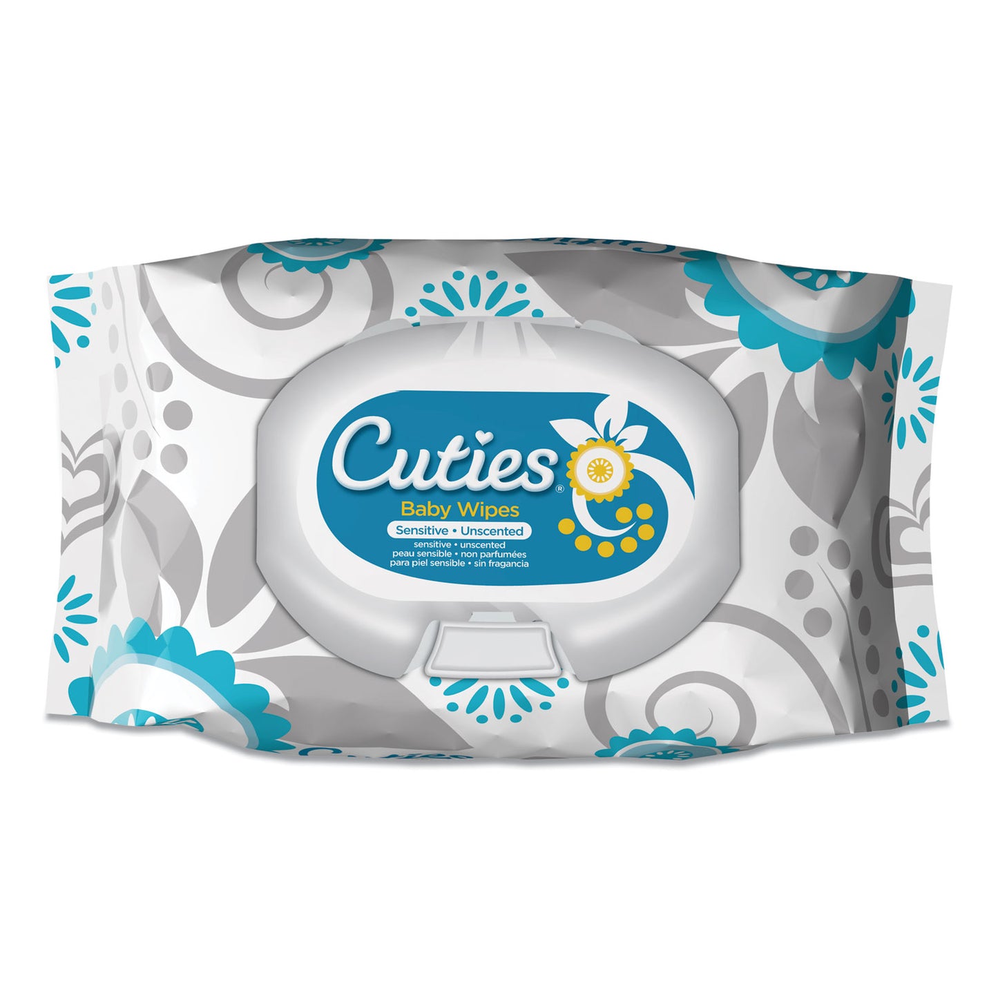 Cuties Premium Wipes, Unscented, White, 72 Wipes/Pack, 12 Packs/Carton (CTJCR16413)
