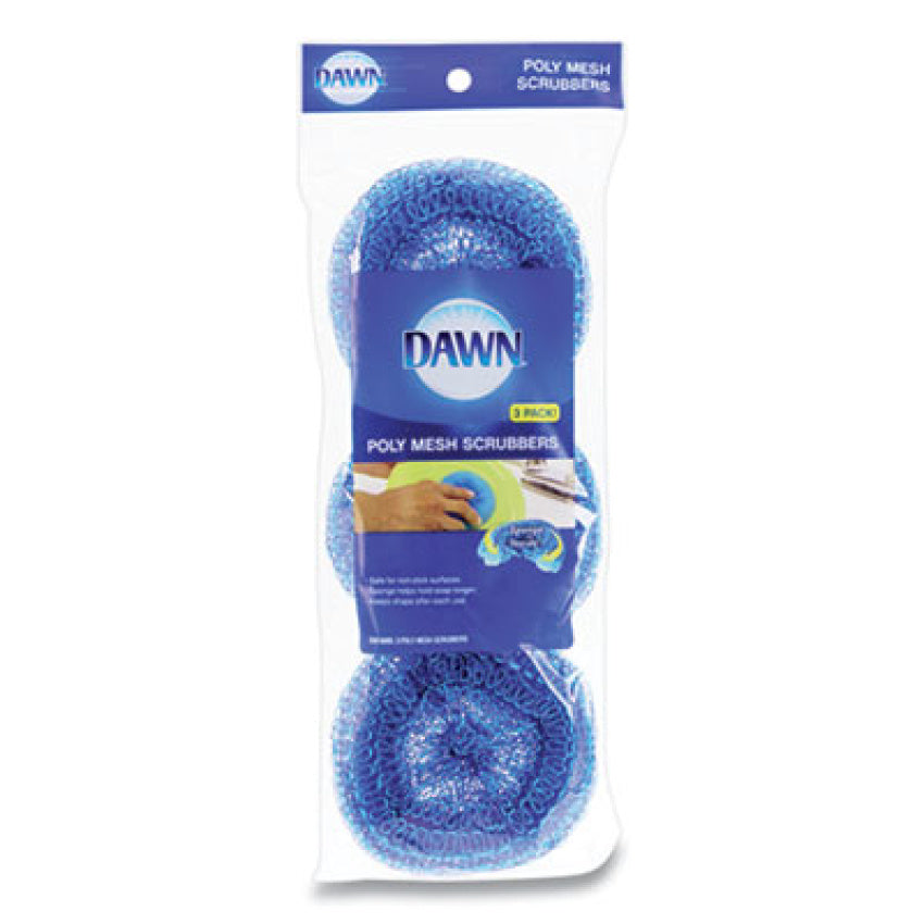 Dawn Poly Mesh Scrubbers, Blue, 3/Pack (PGC437775)