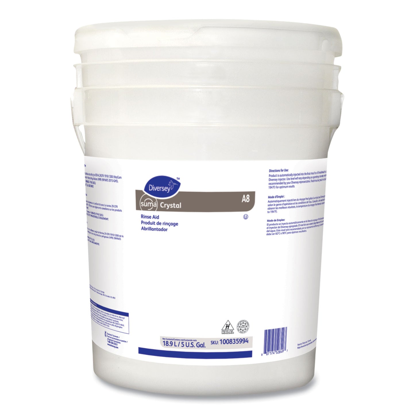 Diversey Suma Crystal A8, Characteristic Scent, 18.9 L Container (DVO100835994)