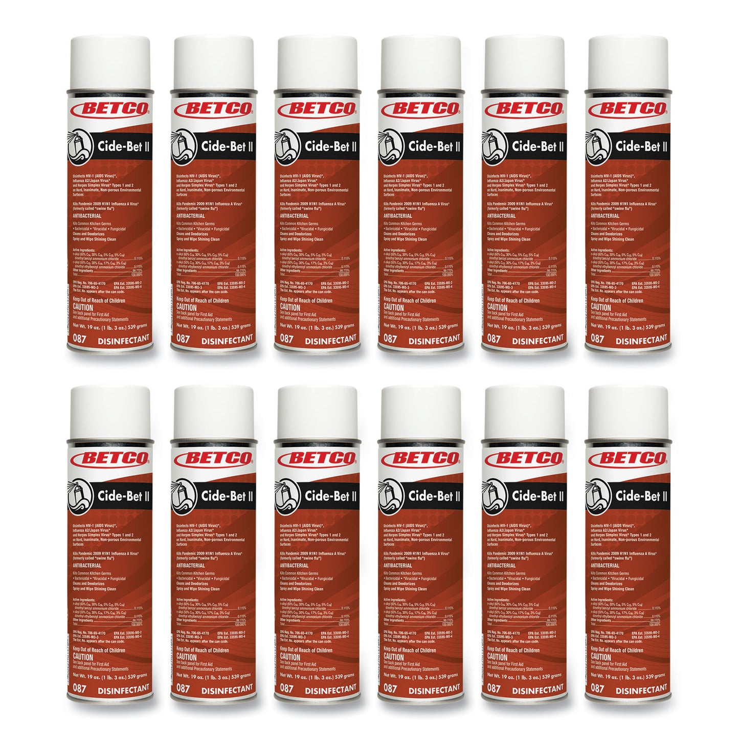 Betco Cide-Bet II Aerosol Disinfectant Spray, Floral Scent, 19 oz Aerosol Spray, 12/Carton (BET0872300)